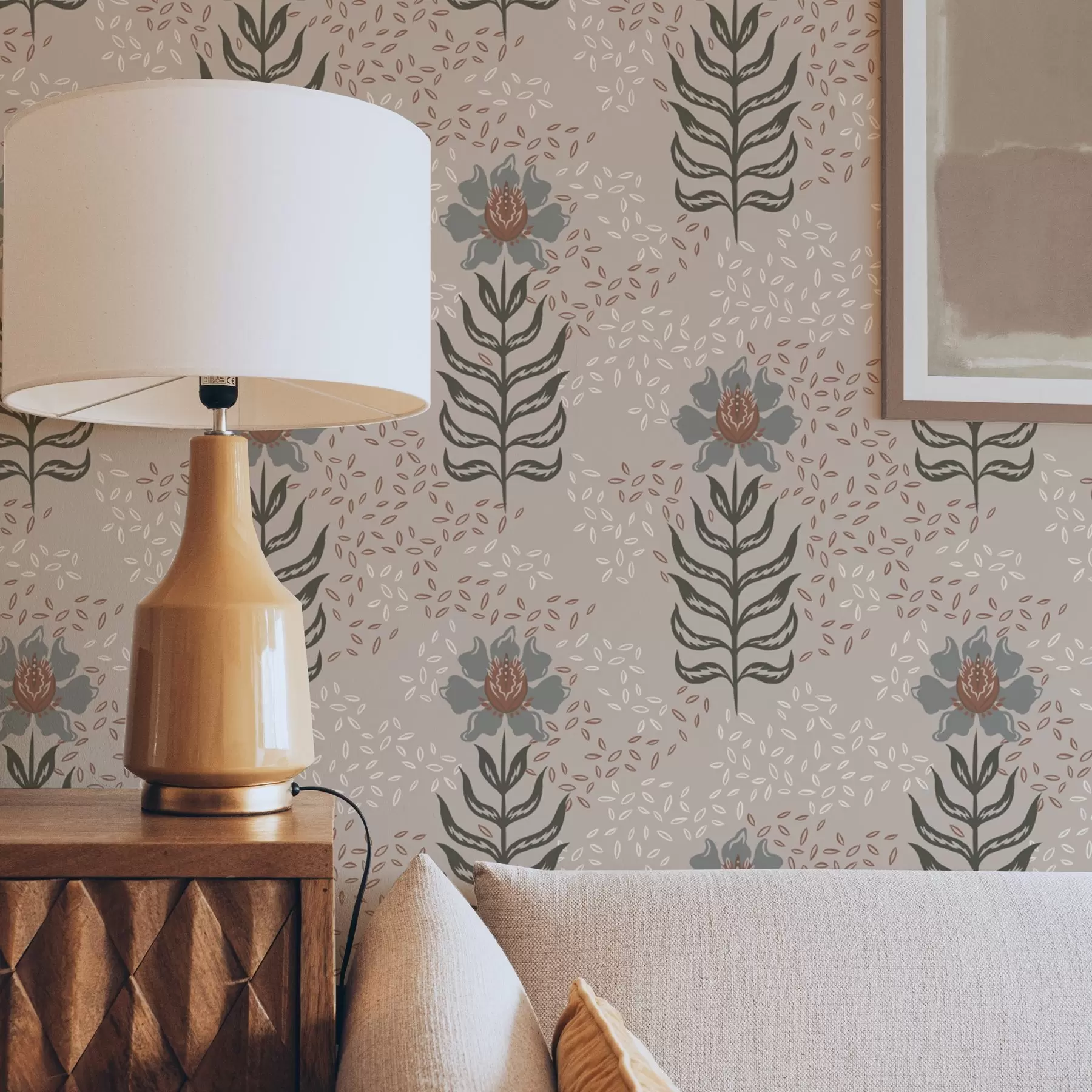 Fototapety Štylizované kvety a semená na teplom béžovom podklade a00604