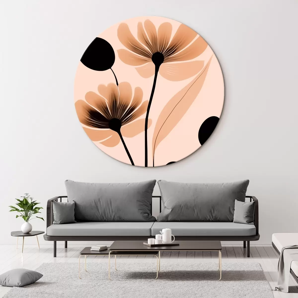 Okrúhle obrazy Abstraktné kvety r45963