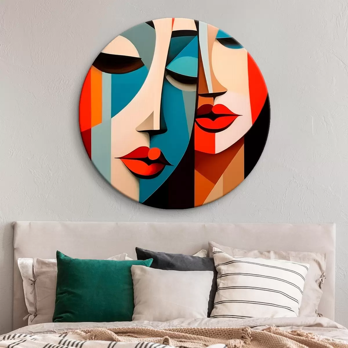Okrúhle obrazy Geometrický ženský portrét r45966