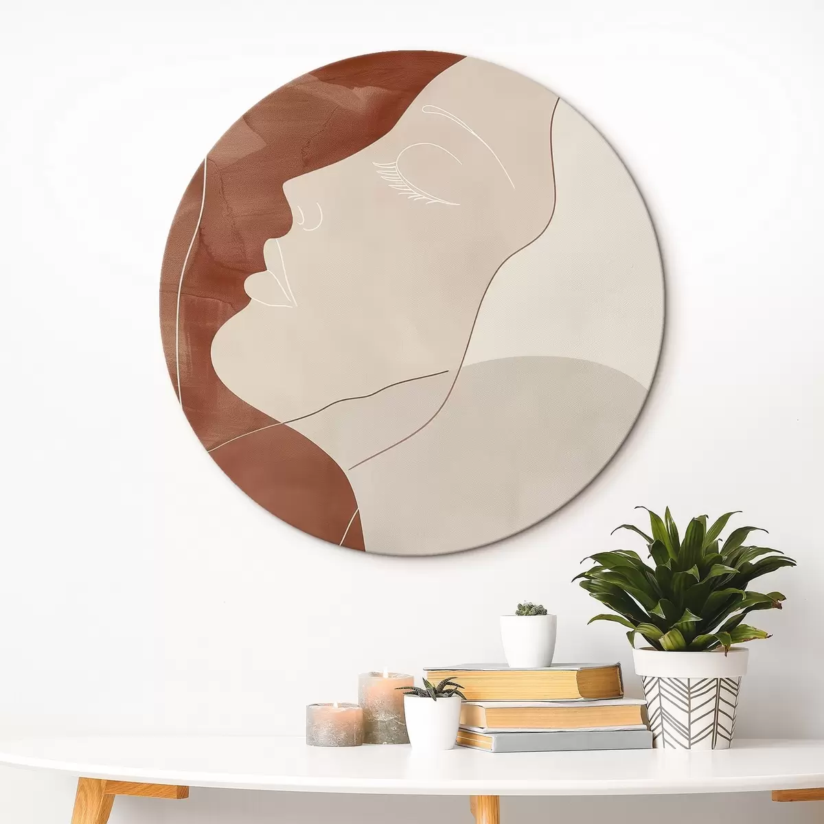 Okrúhle obrazy Abstrakcia, silueta dievčaťa r45656 Okrúhle obrazy Abstrakcia, silueta dievčaťa r45656