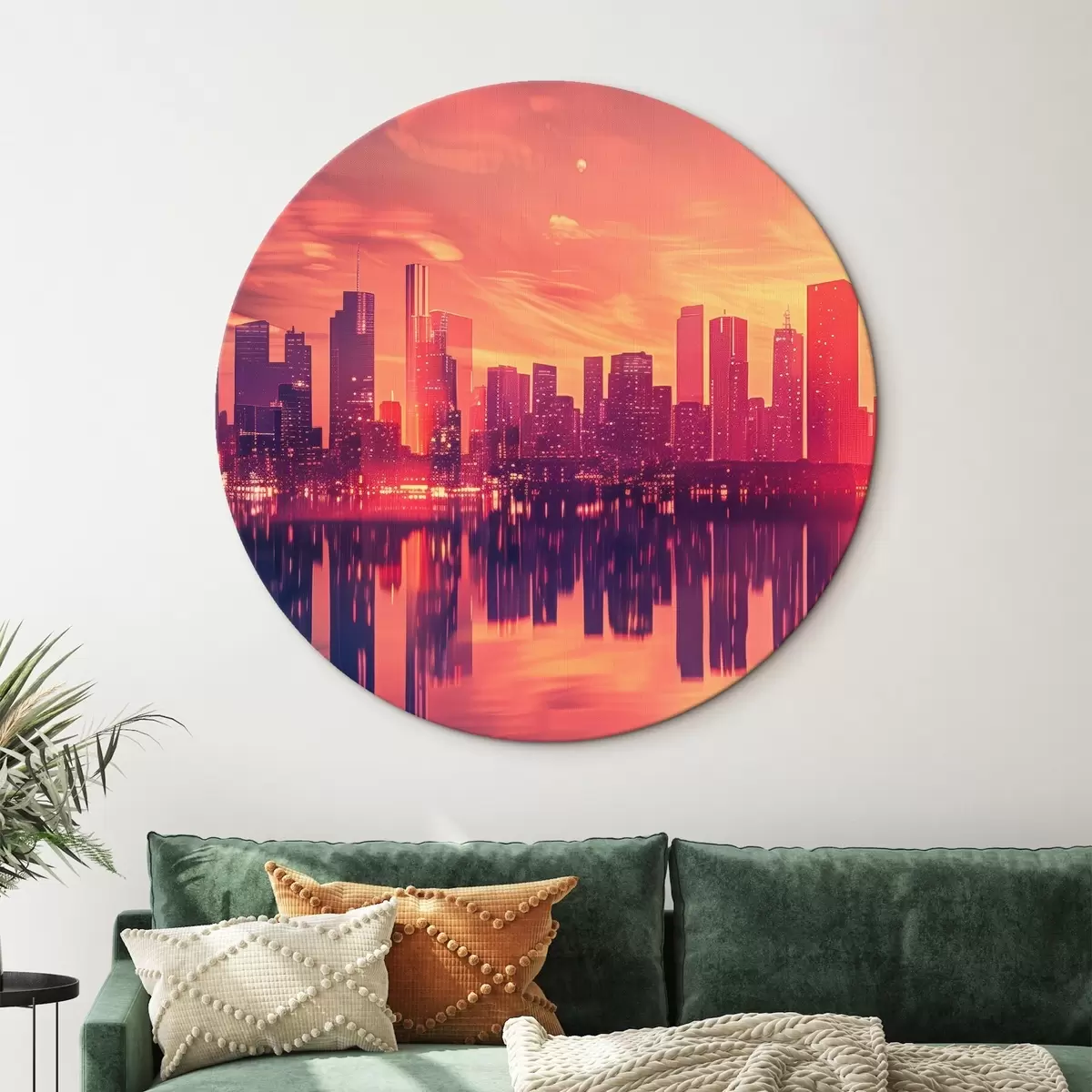 Okrúhle obrazy Mesto pri západe slnka r45658