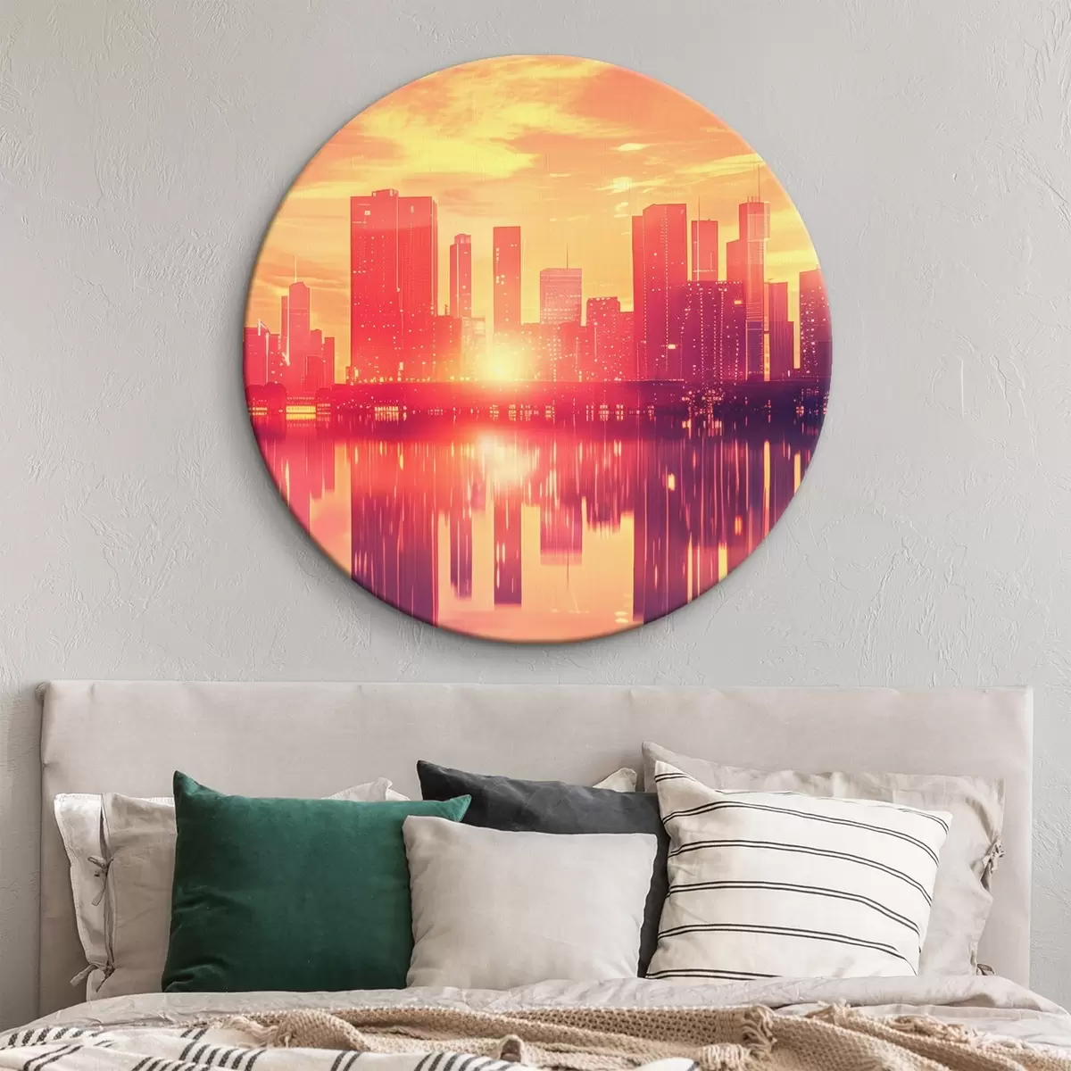 Okrúhle obrazy Objednávka na pozadí moderného mesta r45659