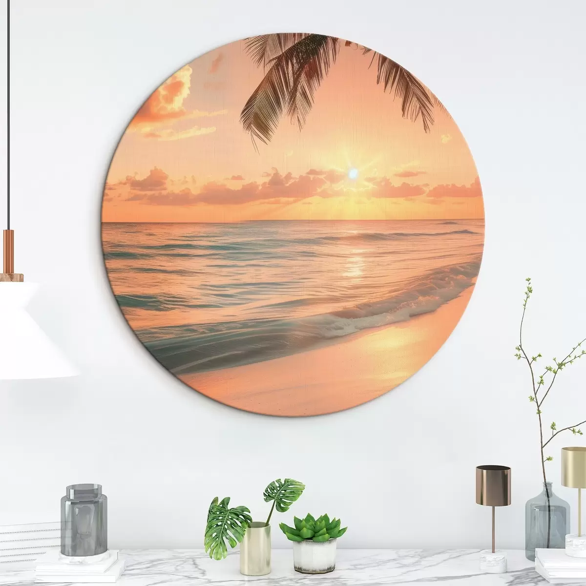 Okrúhle obrazy Západ slnka na mori r45661