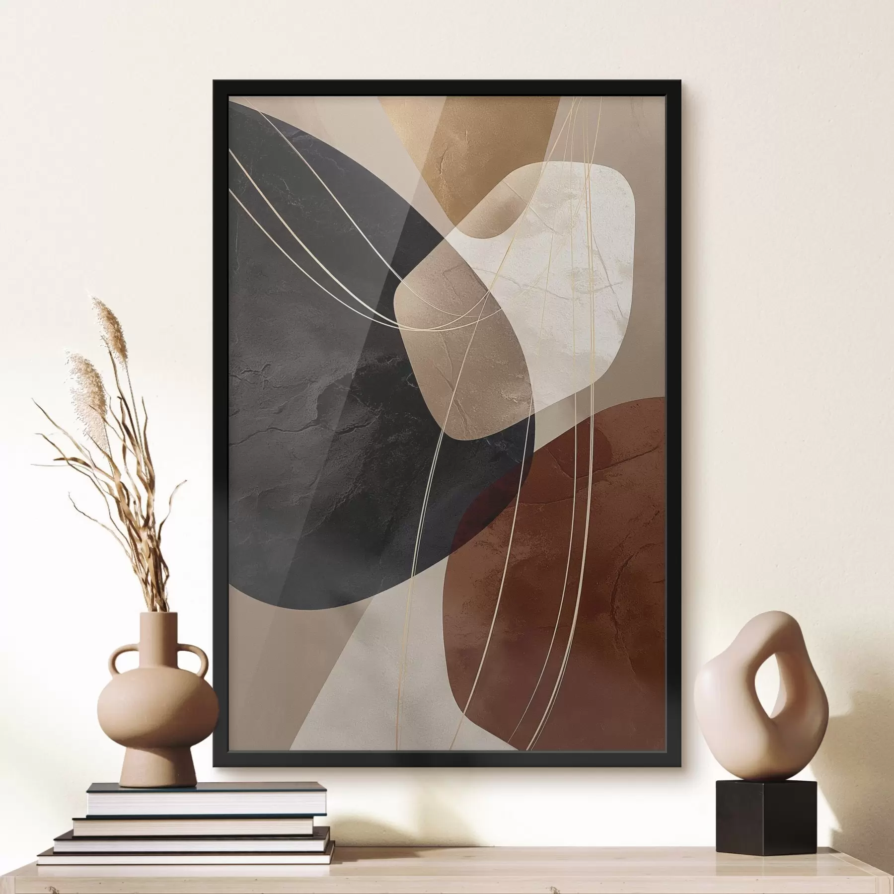 Fototapety Geometrické tvary v teplej farebnej palete, jemné línie f45879