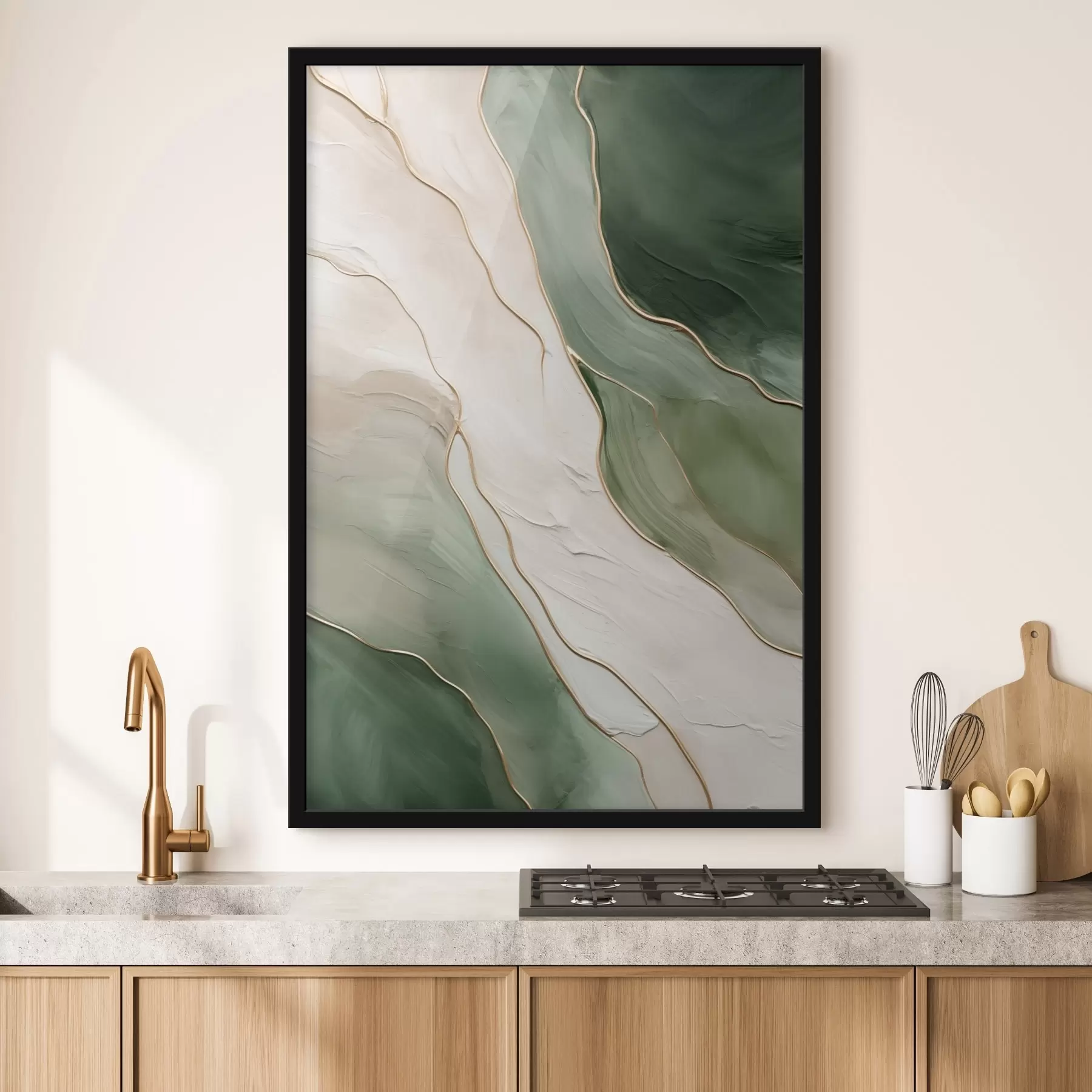 Fototapety Smaragdová abstrakcia s jemnými žltými čiarami f45888