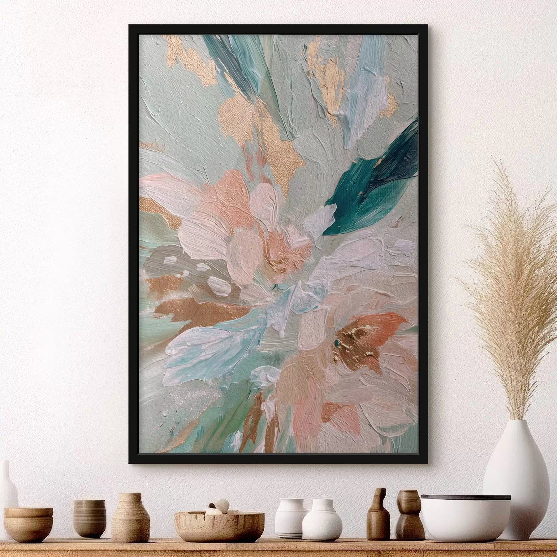 Obraz Pastelové kvetinové ťahy so žltými škvrnami f45899