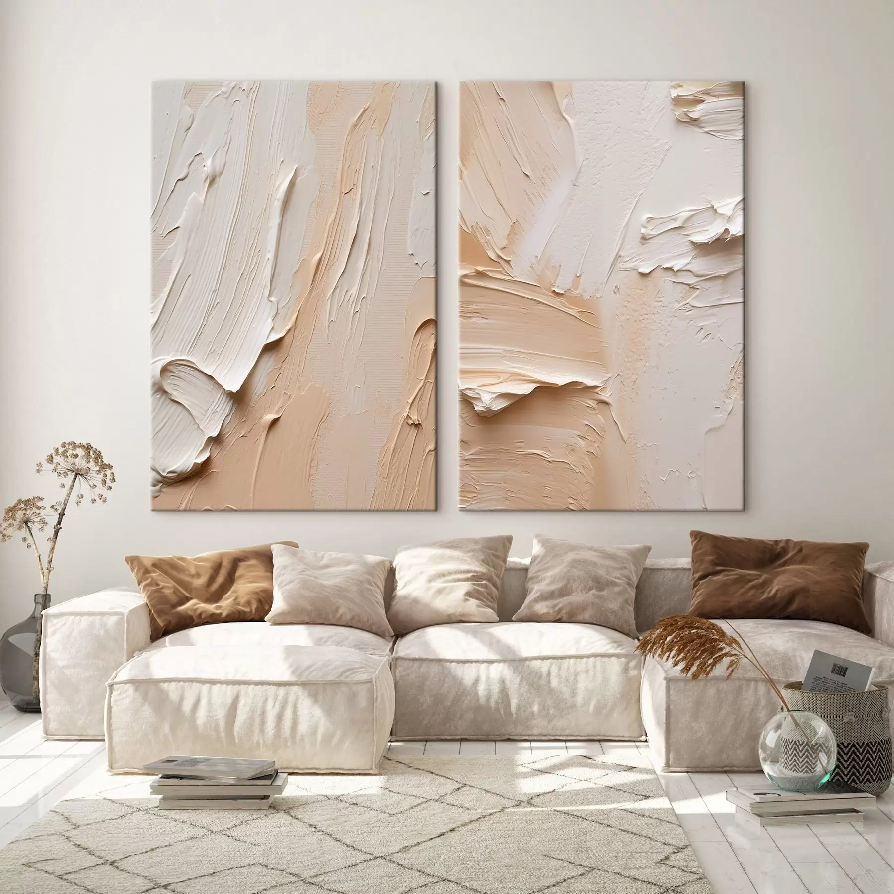 Obraz Krémovo-pieskové impasto ťahy m00767
