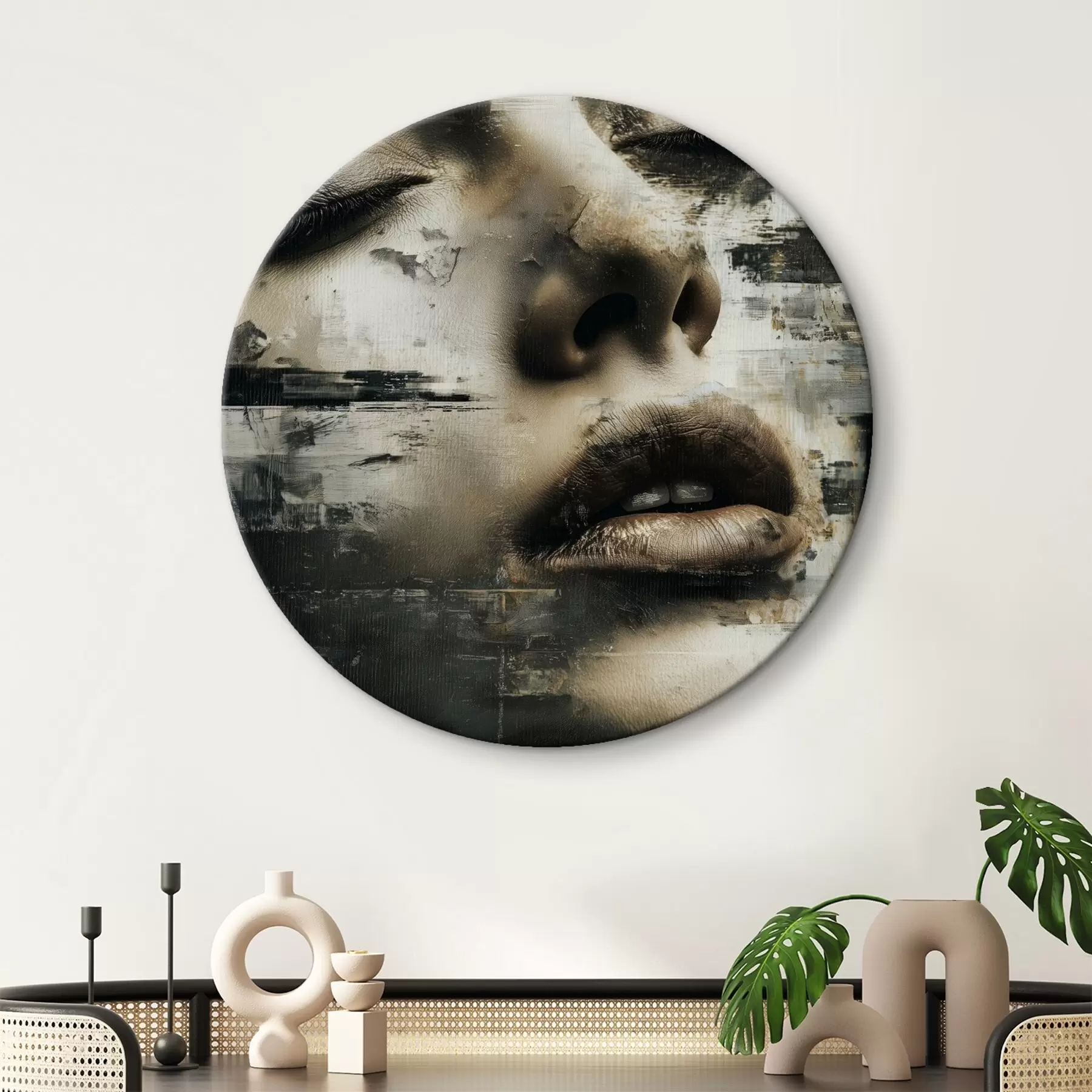 Obraz Abstraktný ženský portrét s efektom glitch a textúrami r45873