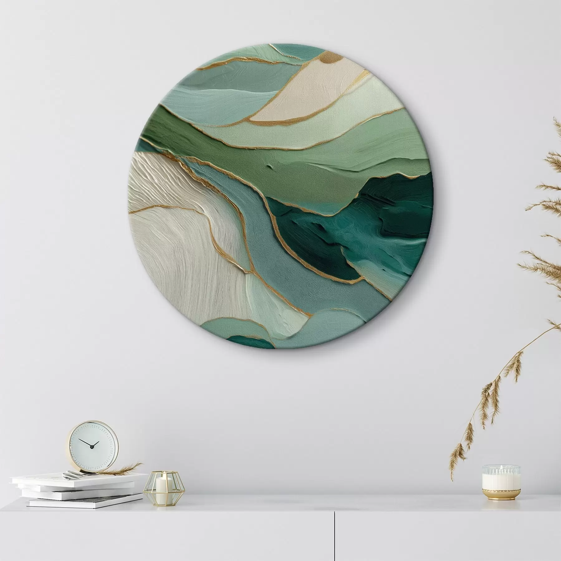 Obraz Vrstvená zelená abstrakcia so žltými čiarami a hĺbkou r45902