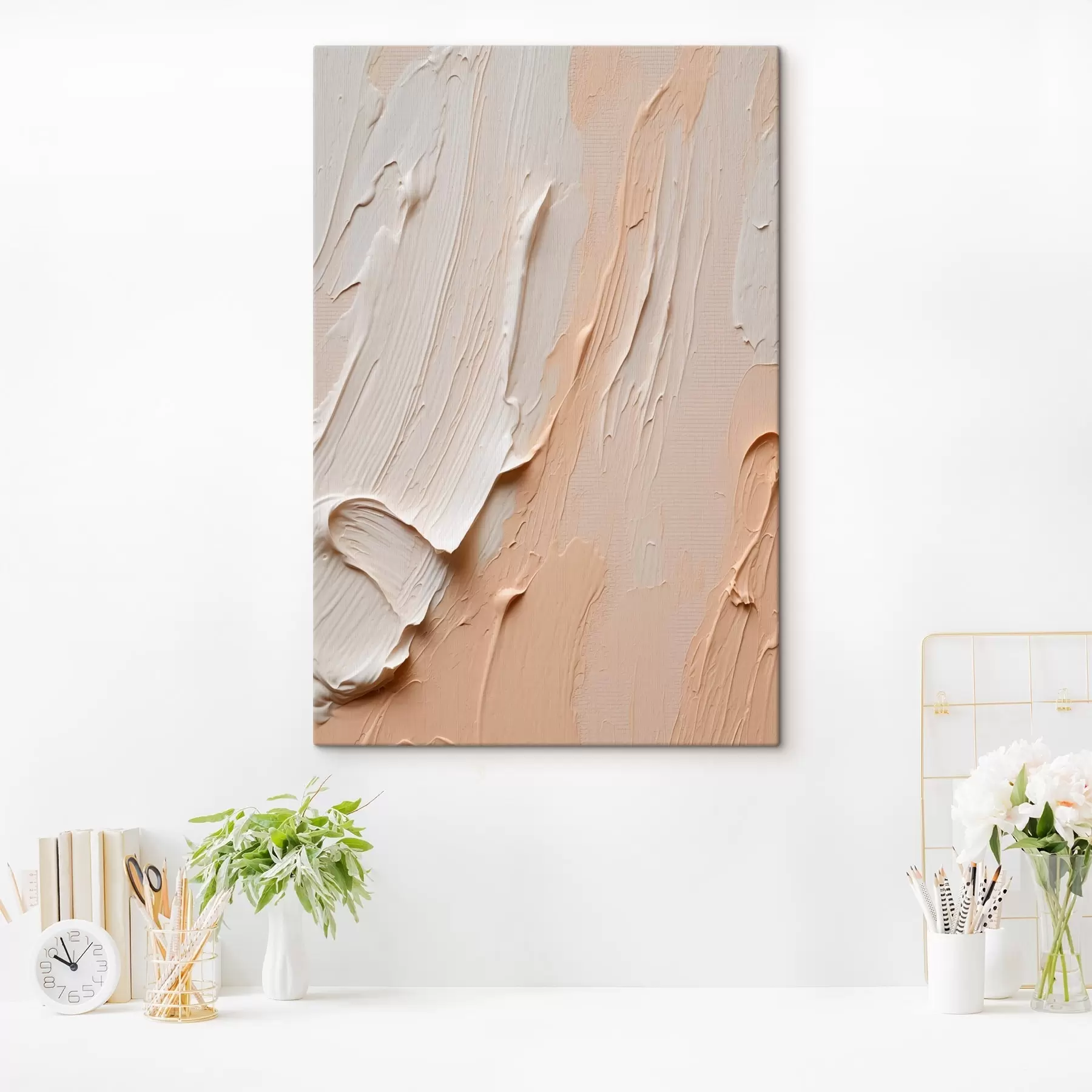 Obraz Textúrované pastelové ťahy v béžovo-krémových odtieňoch s45871