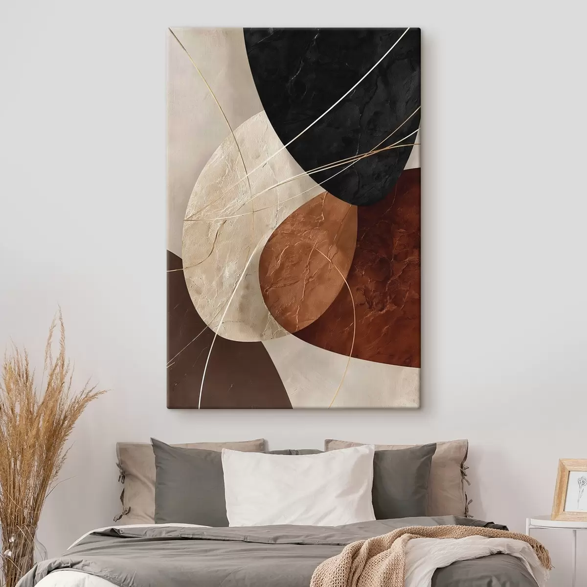 Obraz Geometrické ovály v béžovo-karamelovej farebnej palete s45878