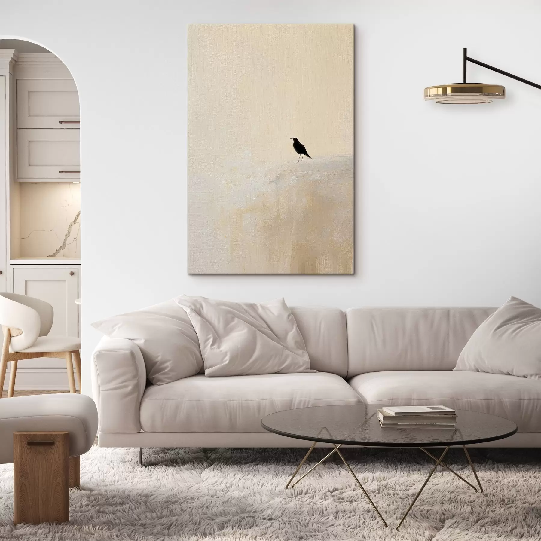 Obraz Osamelý vták na teplom béžovom pozadí s45882