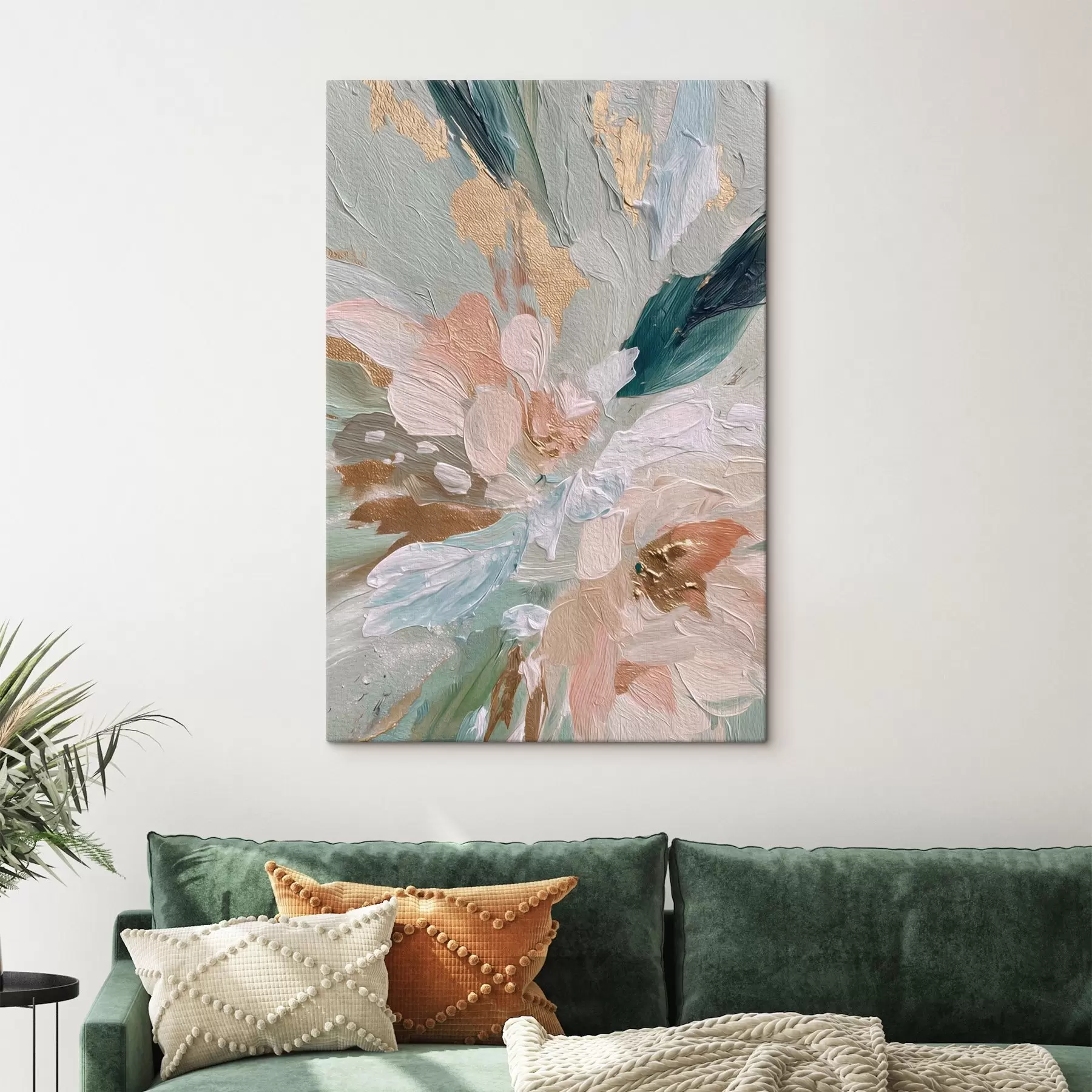 Obraz Pastelové kvetinové ťahy so žltými škvrnami s45899