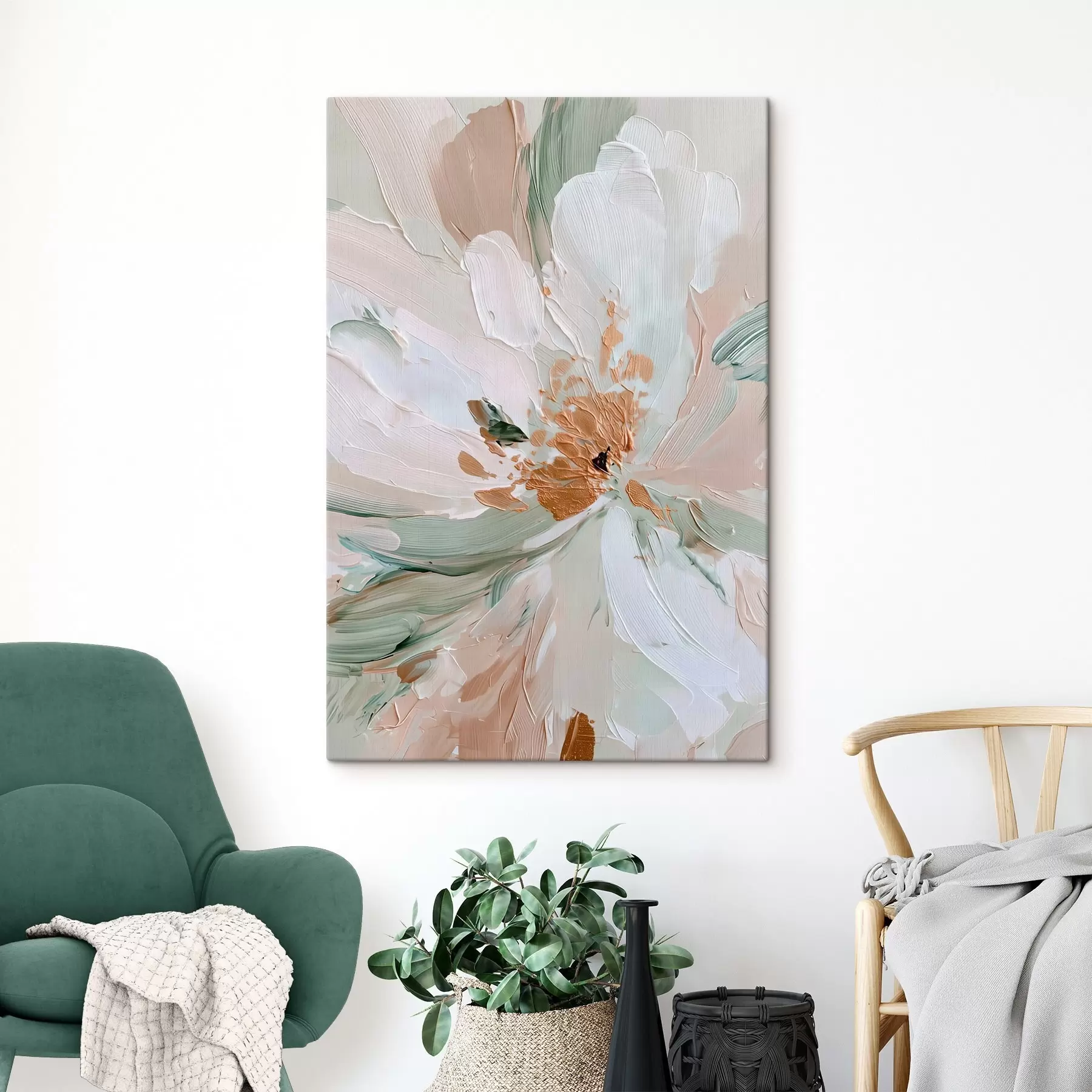 Obraz Pastelová impasto kvetina so žltými akcentmi s45900