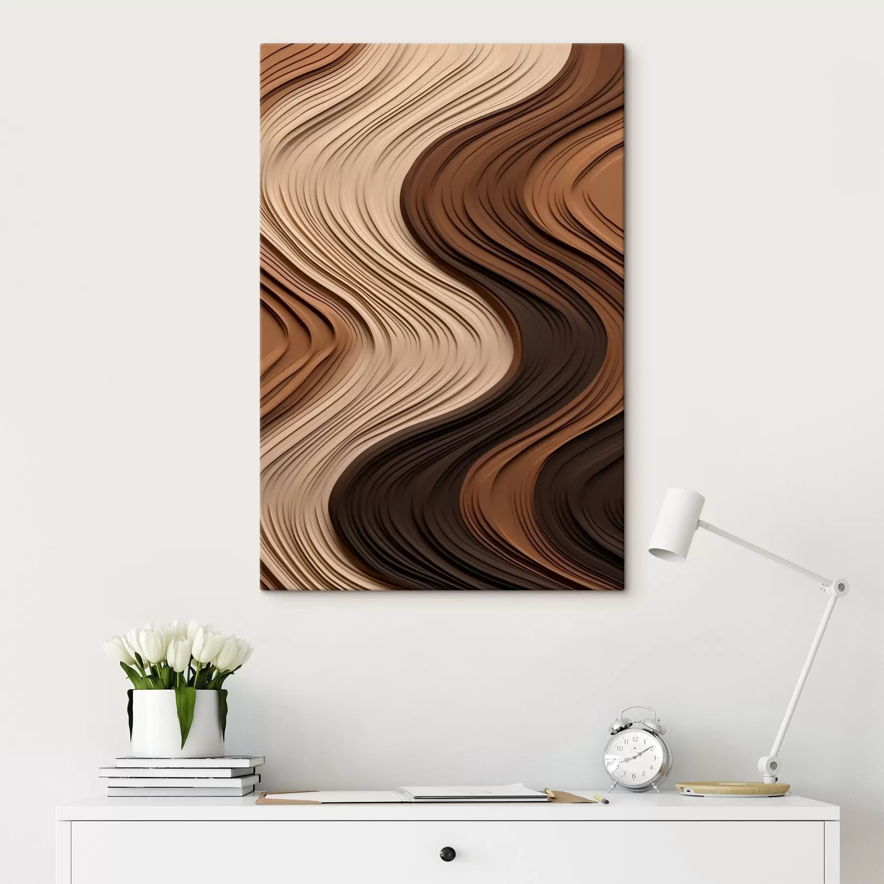 Obraz Vertikálne vlny v teplých béžovo-hnedých vrstvách s45905