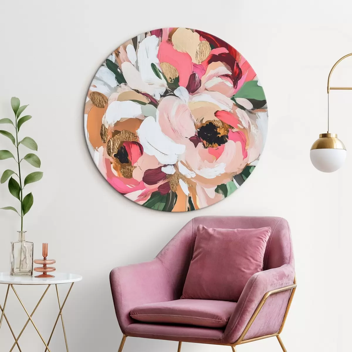 Okrúhle obrazy Abstraktná kytica kvetov r45983