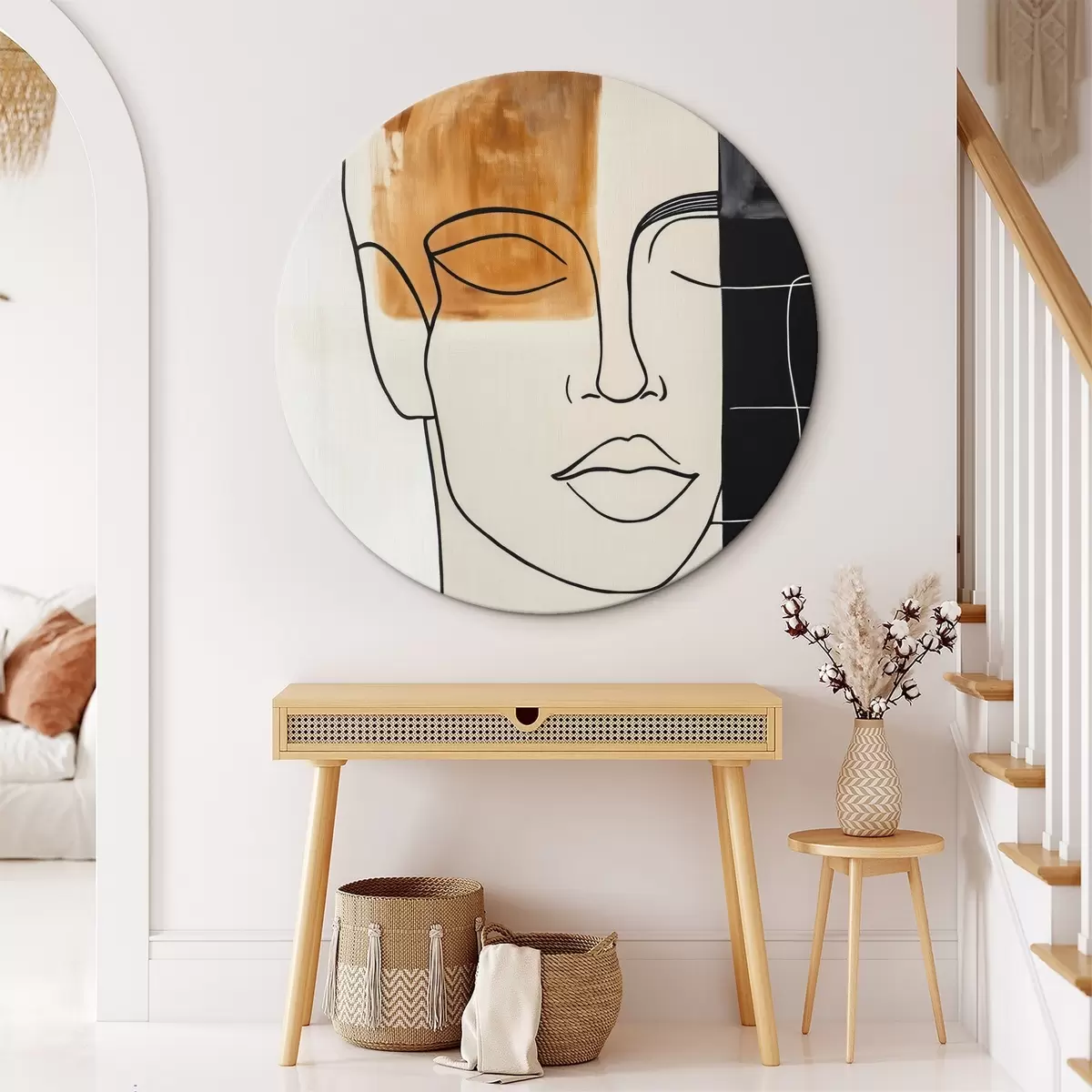Okrúhle obrazy Minimalistický abstraktný portrét r45986