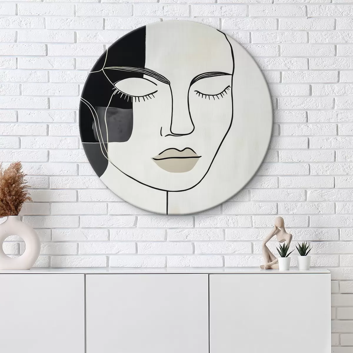 Okrúhle obrazy Minimalistický abstraktný portrét r45987