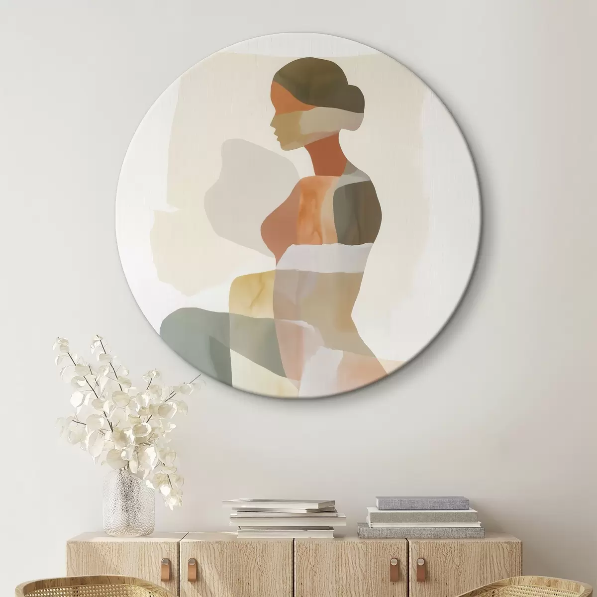 Okrúhle obrazy Abstraktná ženská silueta r45992 Okrúhle obrazy Abstraktná ženská silueta r45992