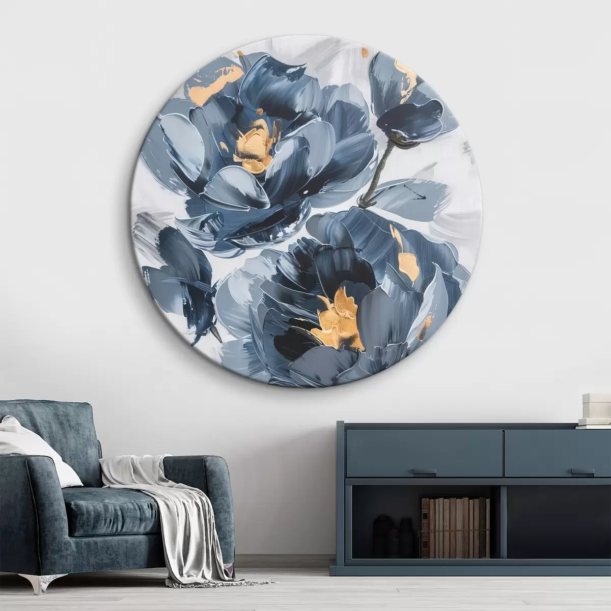 Okrúhle obrazy Veľké abstraktné kvety r46010