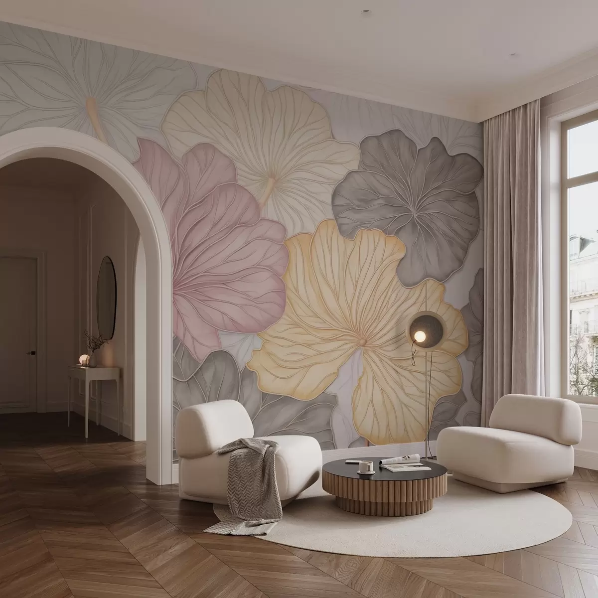 Fototapety Veľké pastelové listy s jemným žilkovaním w04612