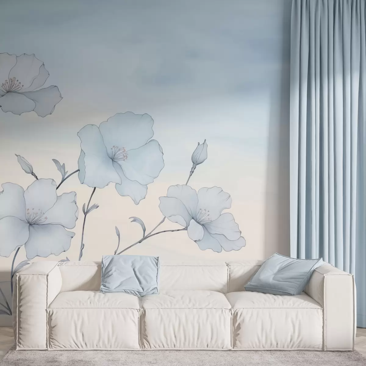 Fototapety Jemné modré kvety na pozadí vzdušnej oblohy w04620