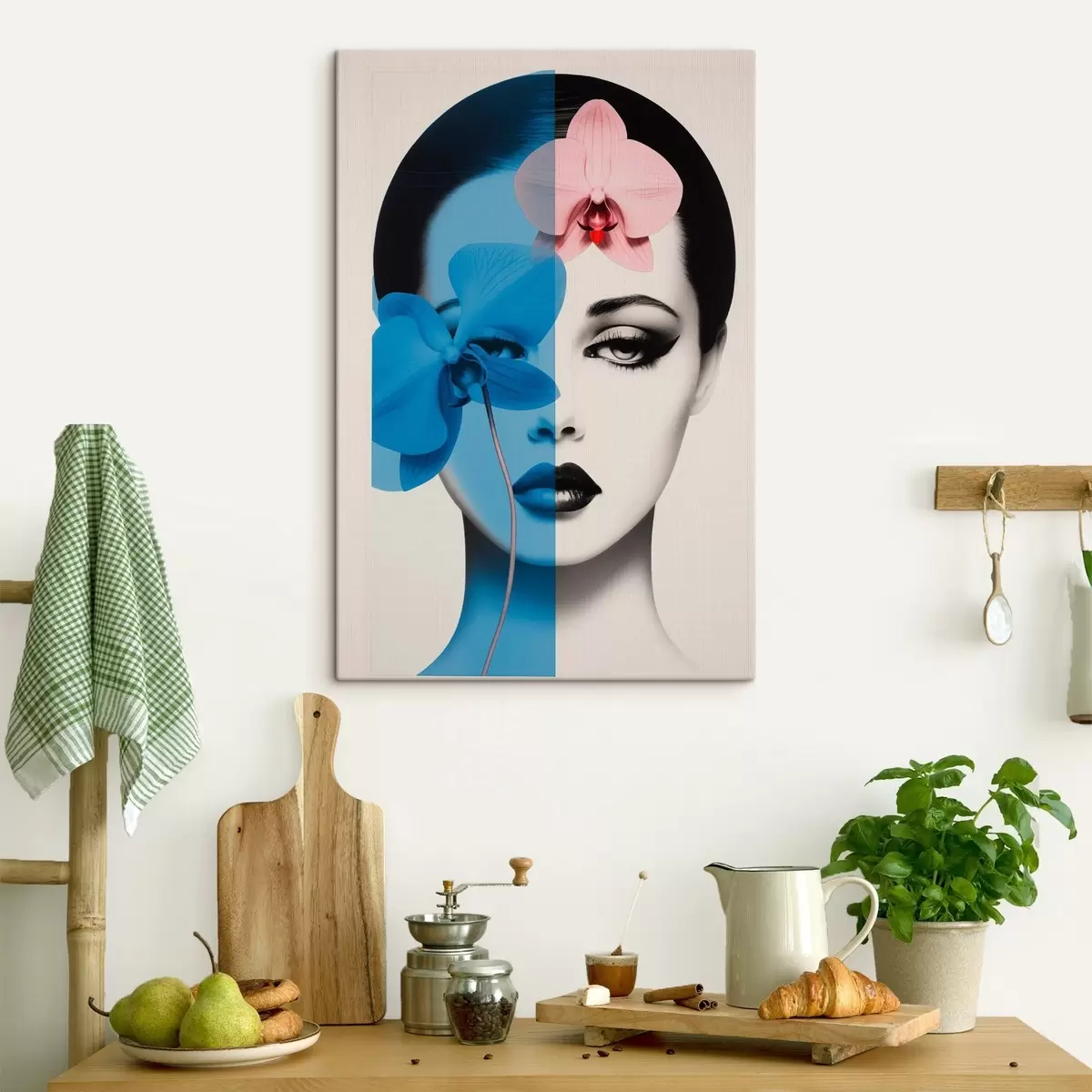 Obraz Abstraktný umelecký portrét ženy s orchideami  s45924