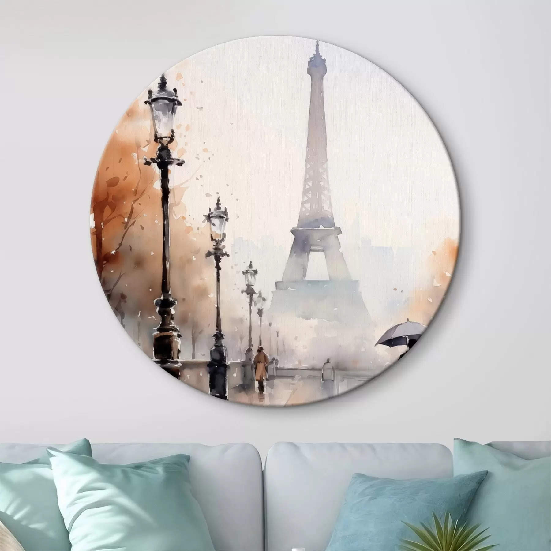 Obraz Daždivý deň v Paríži s Eiffelovou vežou v pozadí a retro pouličnými lampami r45930