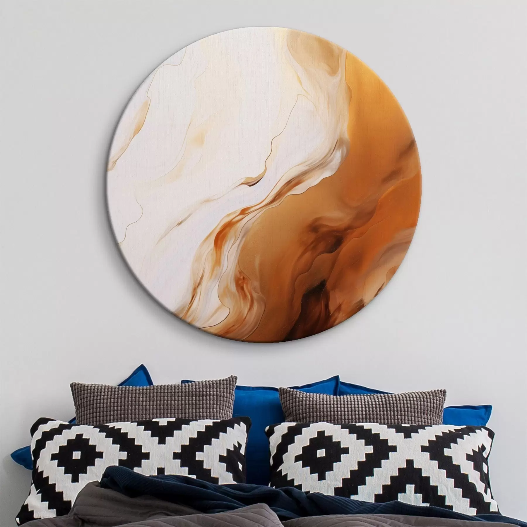 Obraz Imitácia abstraktnej maľby s bielou a oranžovou farbou, fluidné umenie s vlnitými líniami, moderné umenie r45939