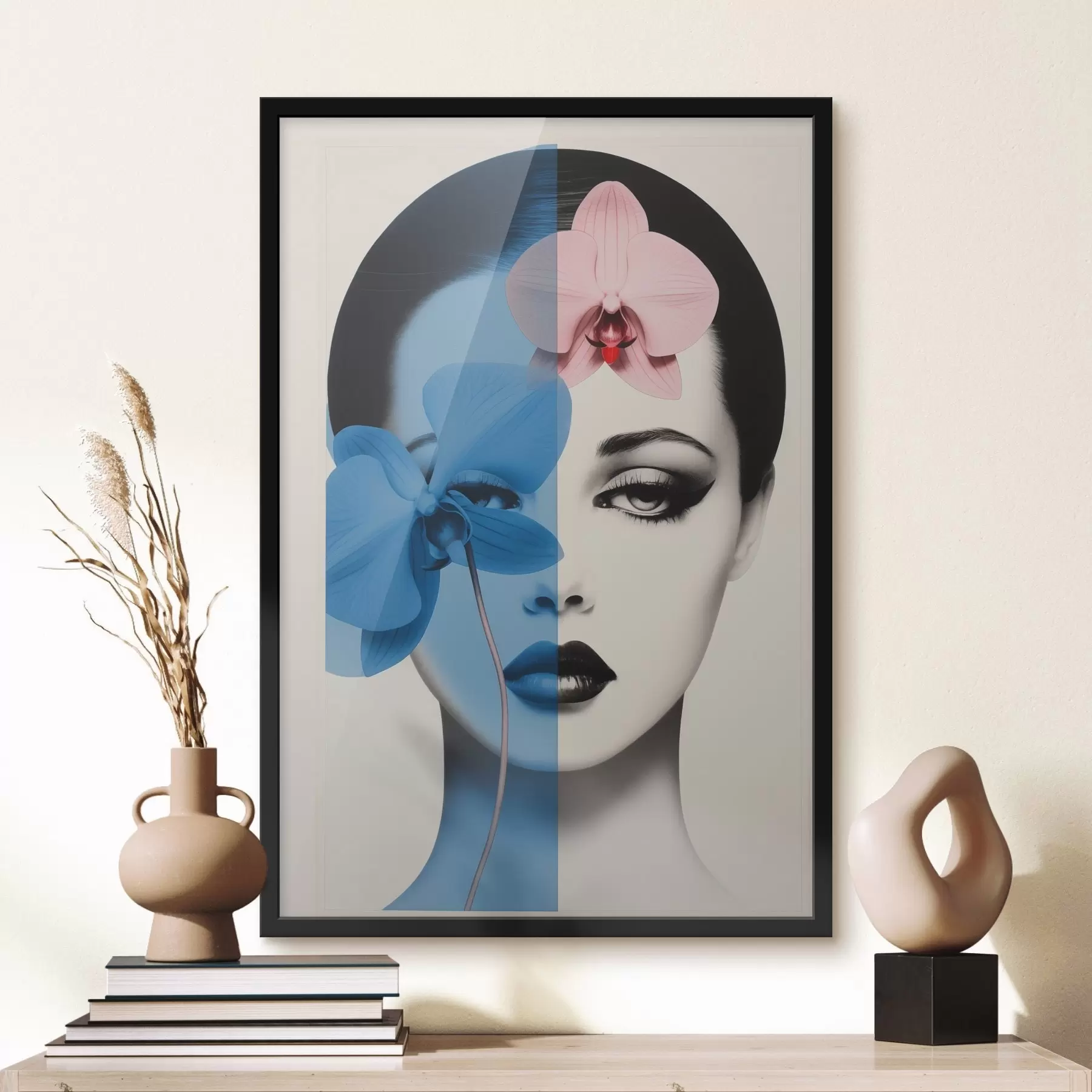 Fototapety Abstraktný umelecký portrét ženy s orchideami f45924