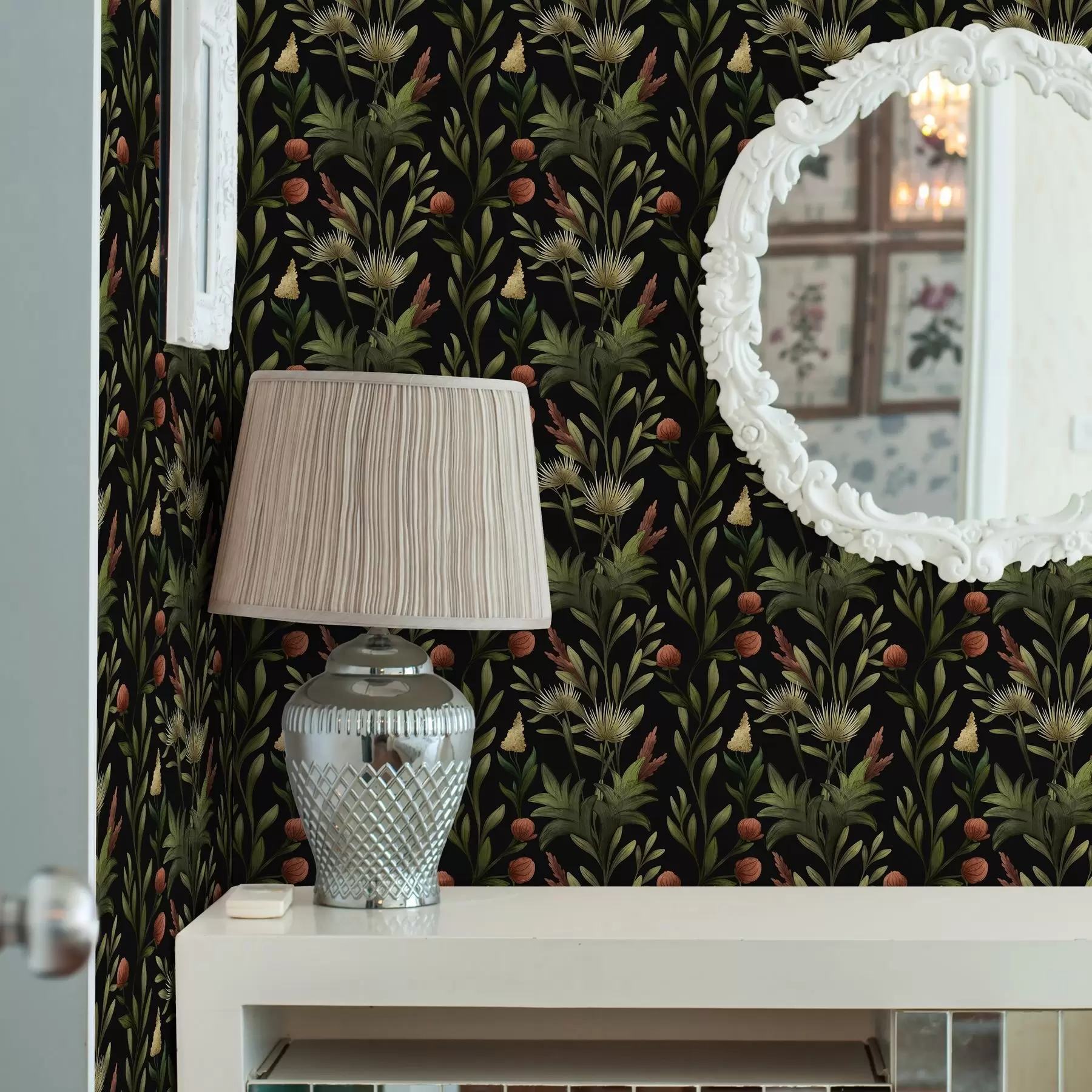 Fototapety Vysoká tráva a kvety na čiernom, detailný potlač a00620 - Uwalls.sk Fototapety Vysoká tráva a kvety na čiernom, detailný potlač a00620