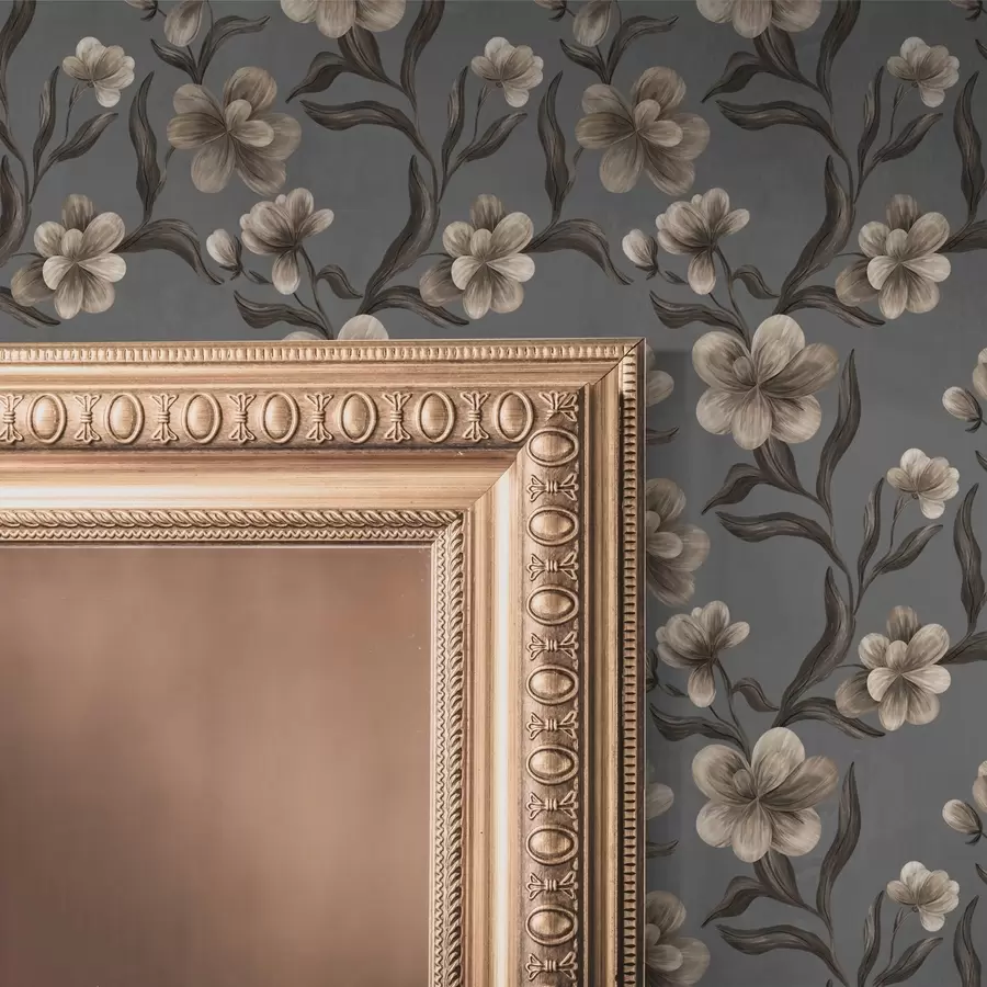 Fototapety Béžové kvety na grafitovo sivom pozadí a00626v4