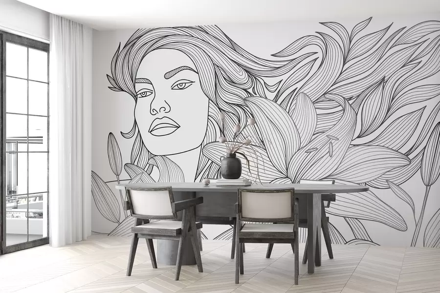 Fototapety Portrét dievčaťa v ľaliových kvetoch w04689