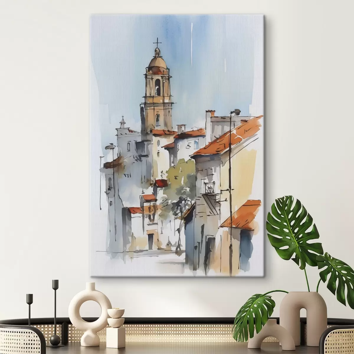 Obraz Imitácia akvarelu mestského panorámatu s46120