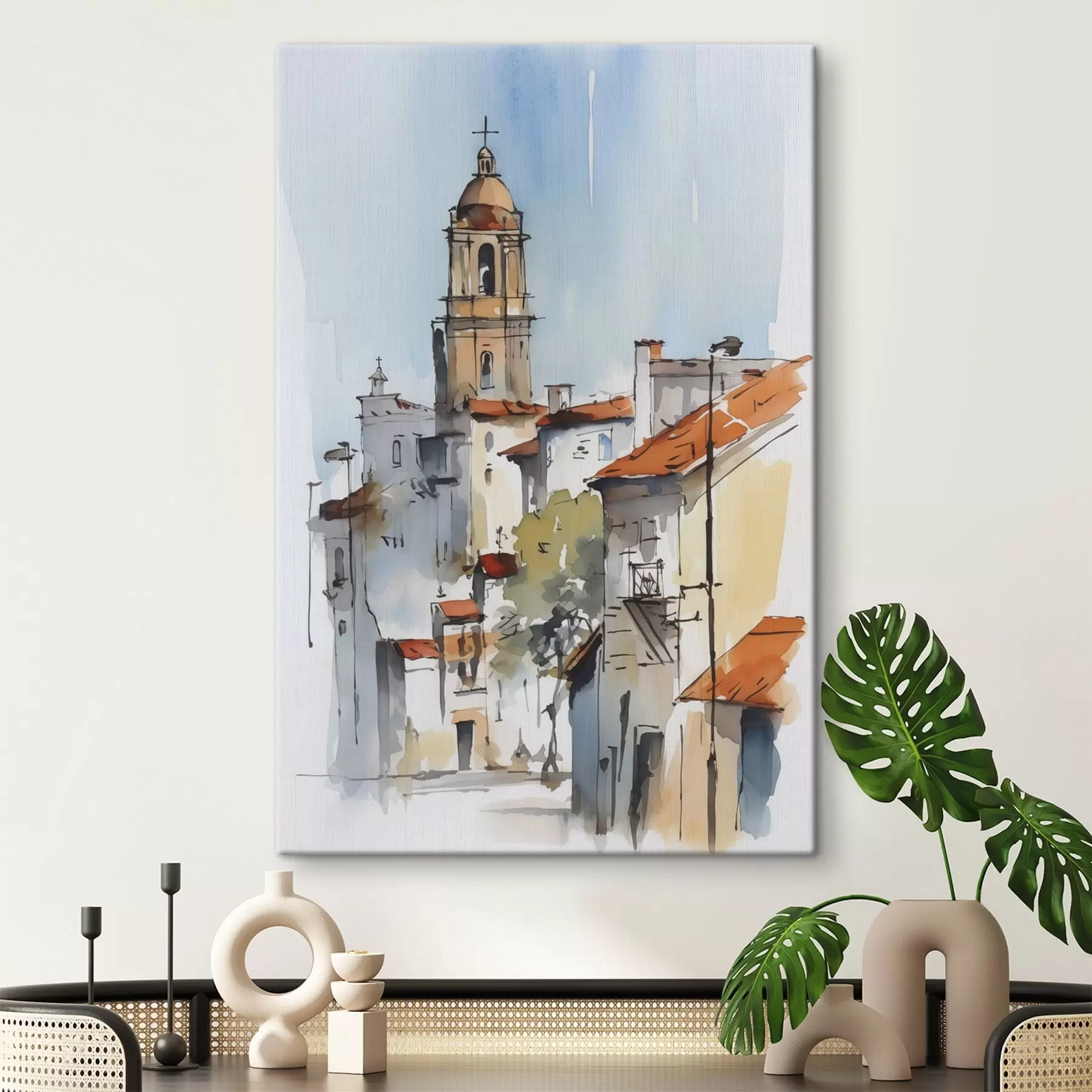 Obraz Imitácia akvarelu mestského panorámatu s46120