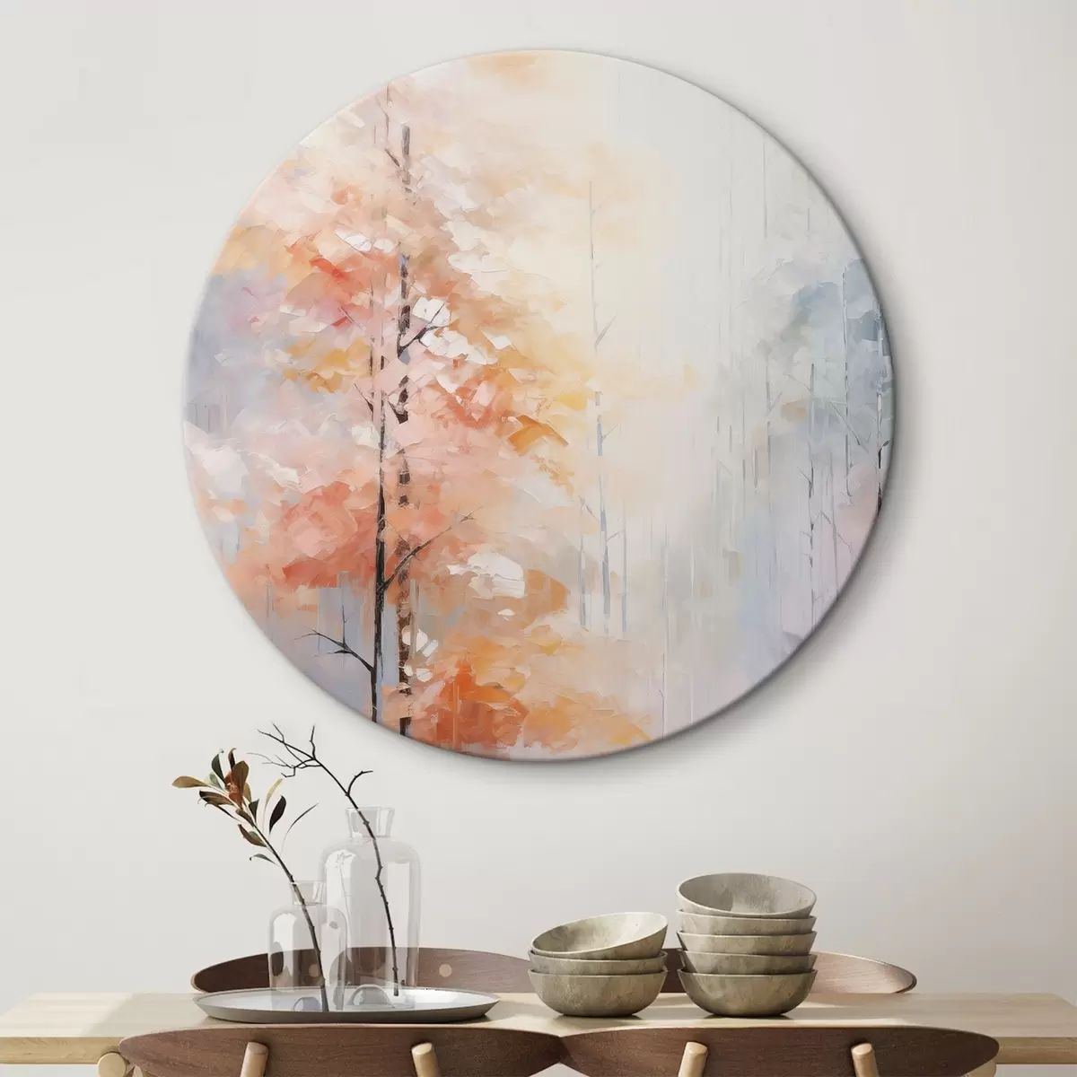 Okrúhle obrazy Jesenný les imitácia maľby r46122
