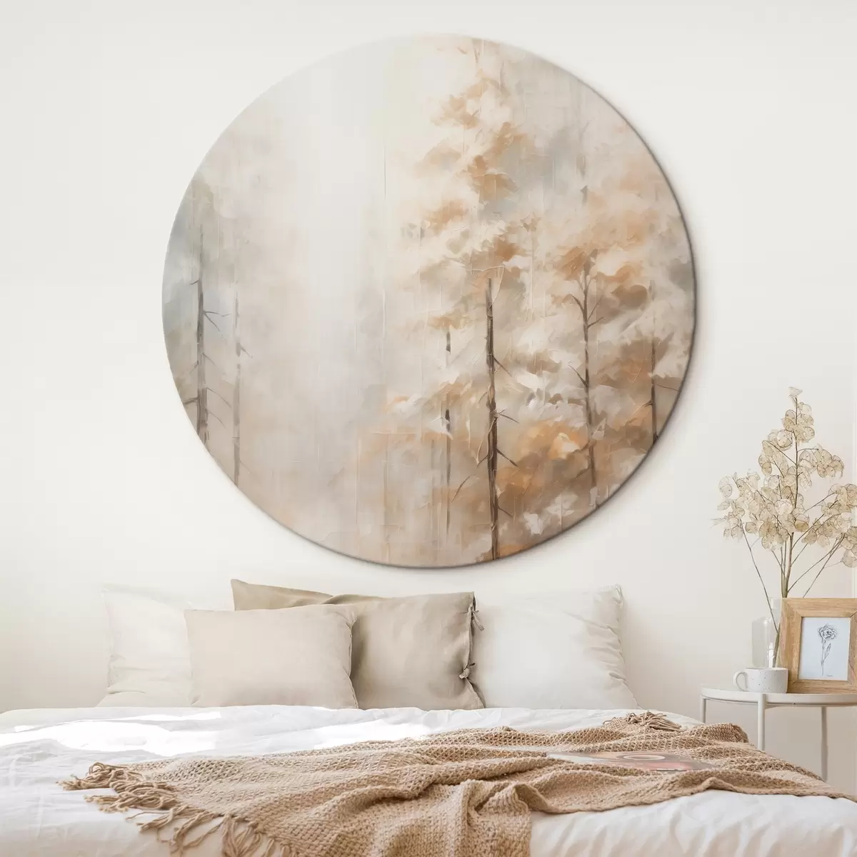 Okrúhle obrazy Stromy v lese imitácia maľby r46123