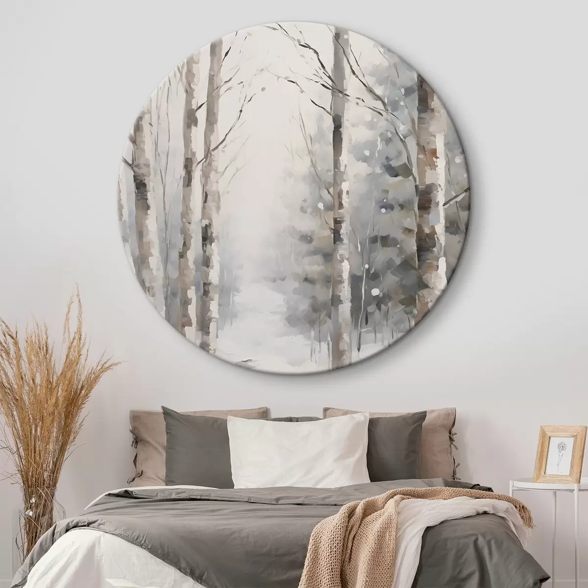 Okrúhle obrazy Brezové stromy v zimnom lese r46129