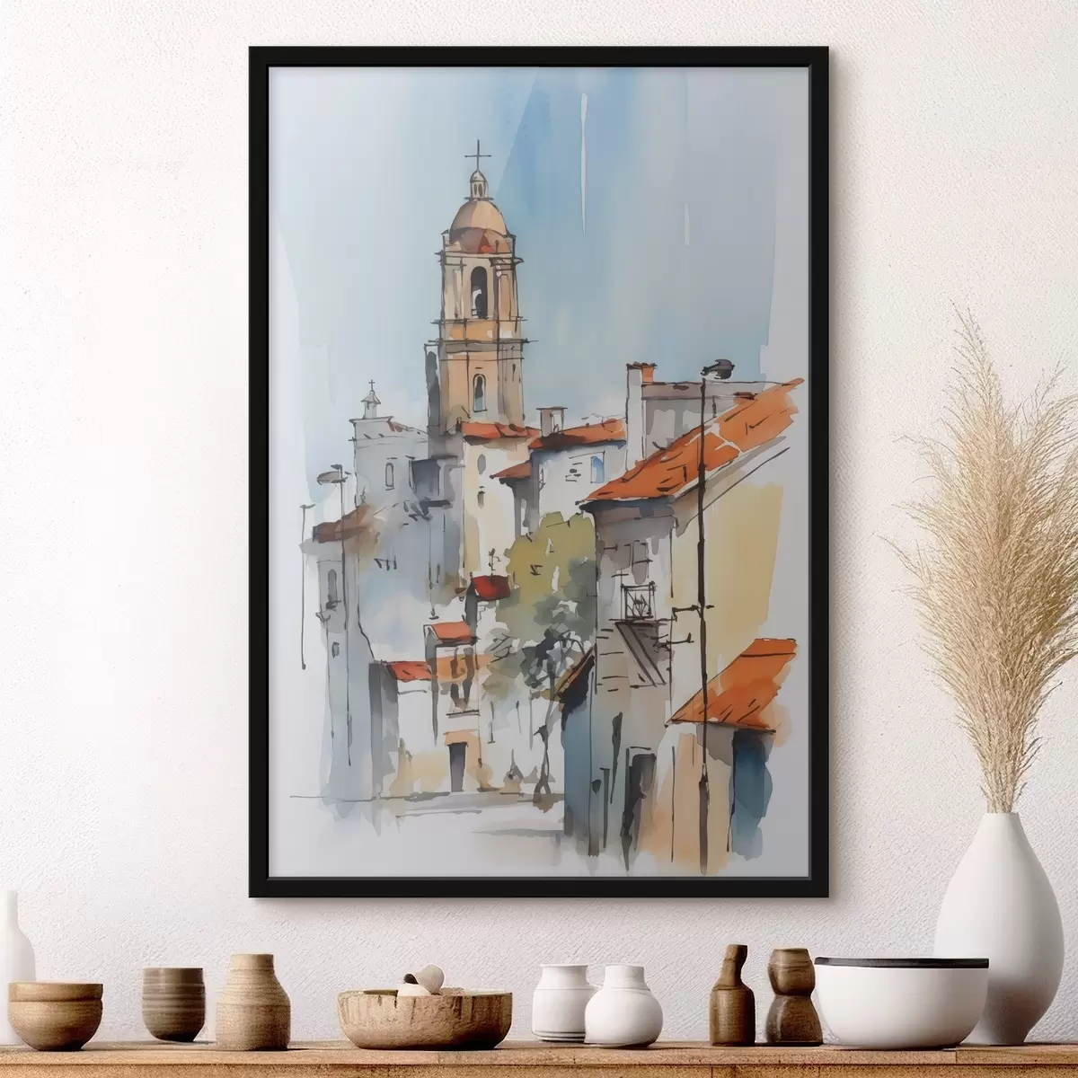 Plagáty Imitácia akvarelu mestského panorámatu f46120