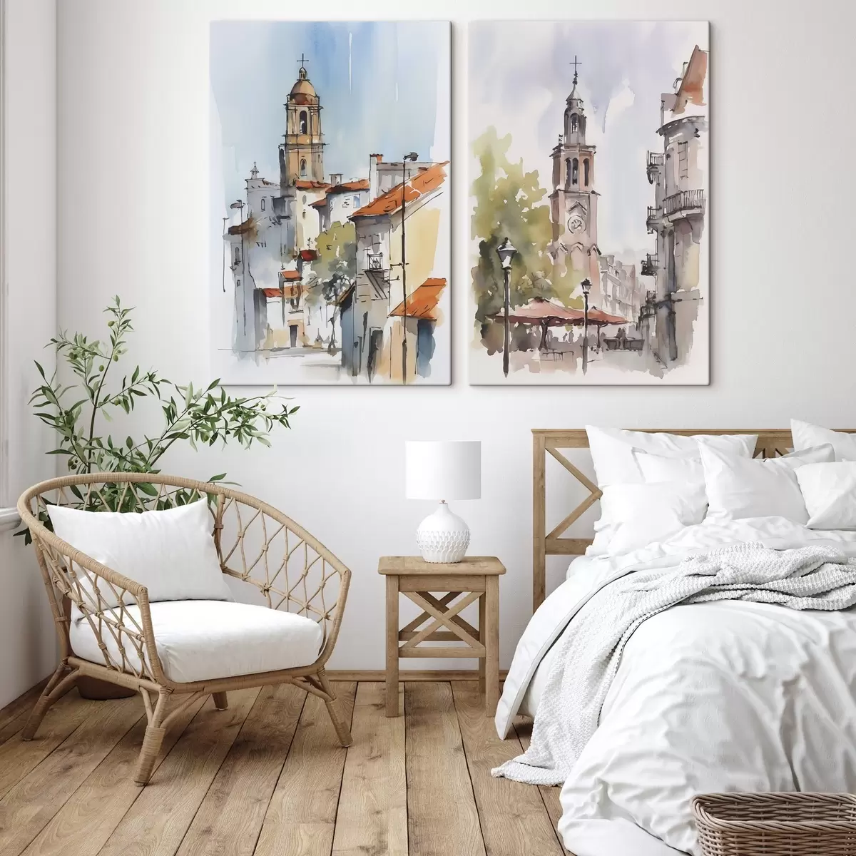 Obraz Imitácia akvarelu mestského panorámatu m00832