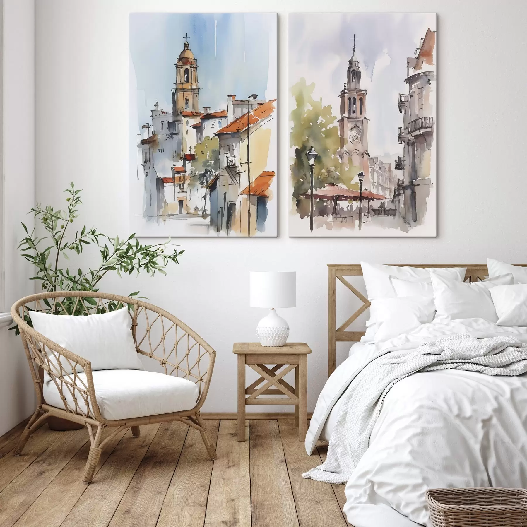 Obraz Imitácia akvarelu mestského panorámatu m00832
