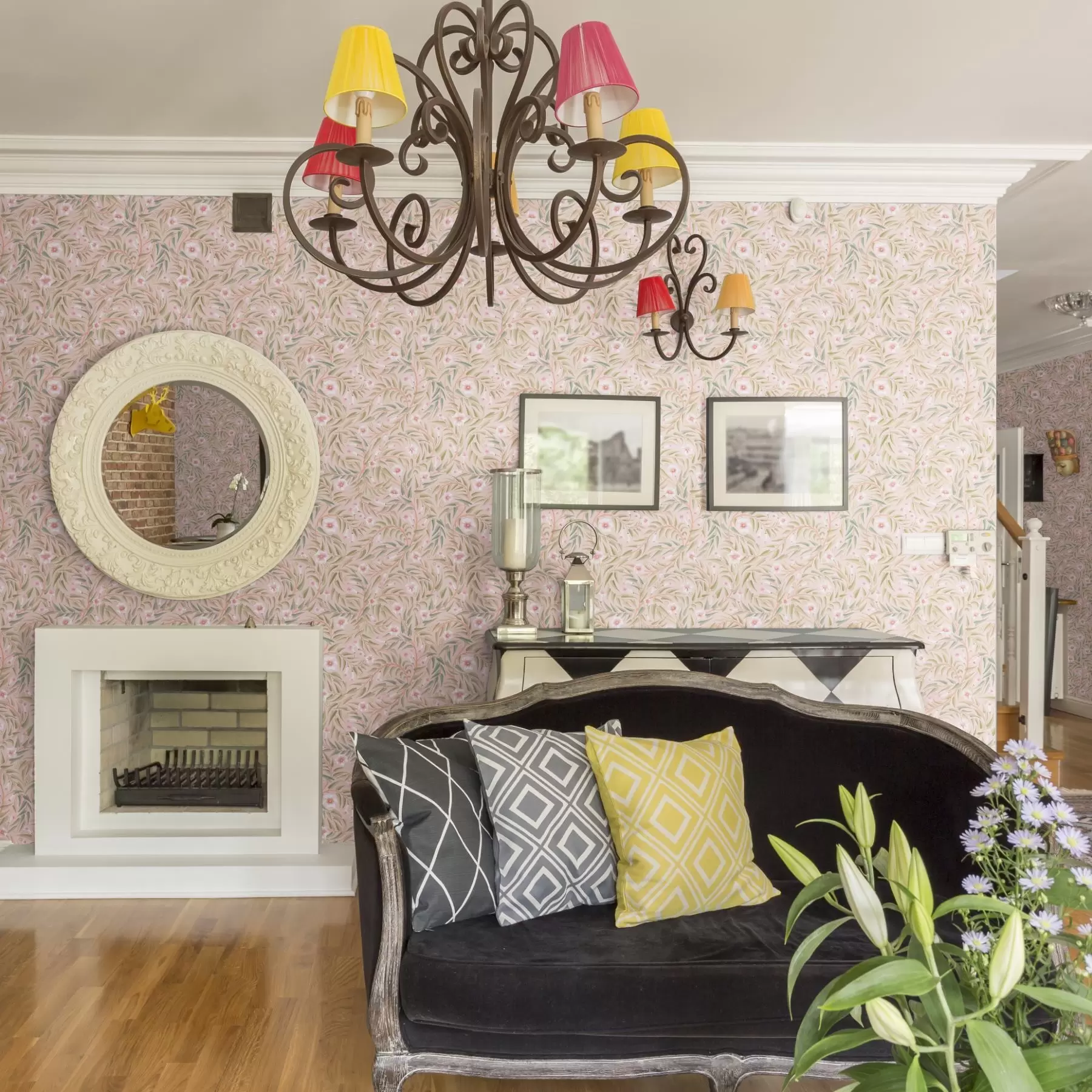 Fototapety Jemné ružové kvety a mäkké listy na pastelovom pozadí a00788