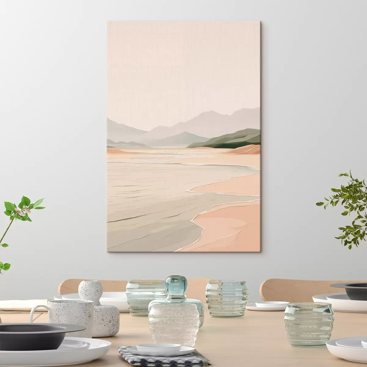 Obraz Minimalistická krajina s horami a pobrežím s46248