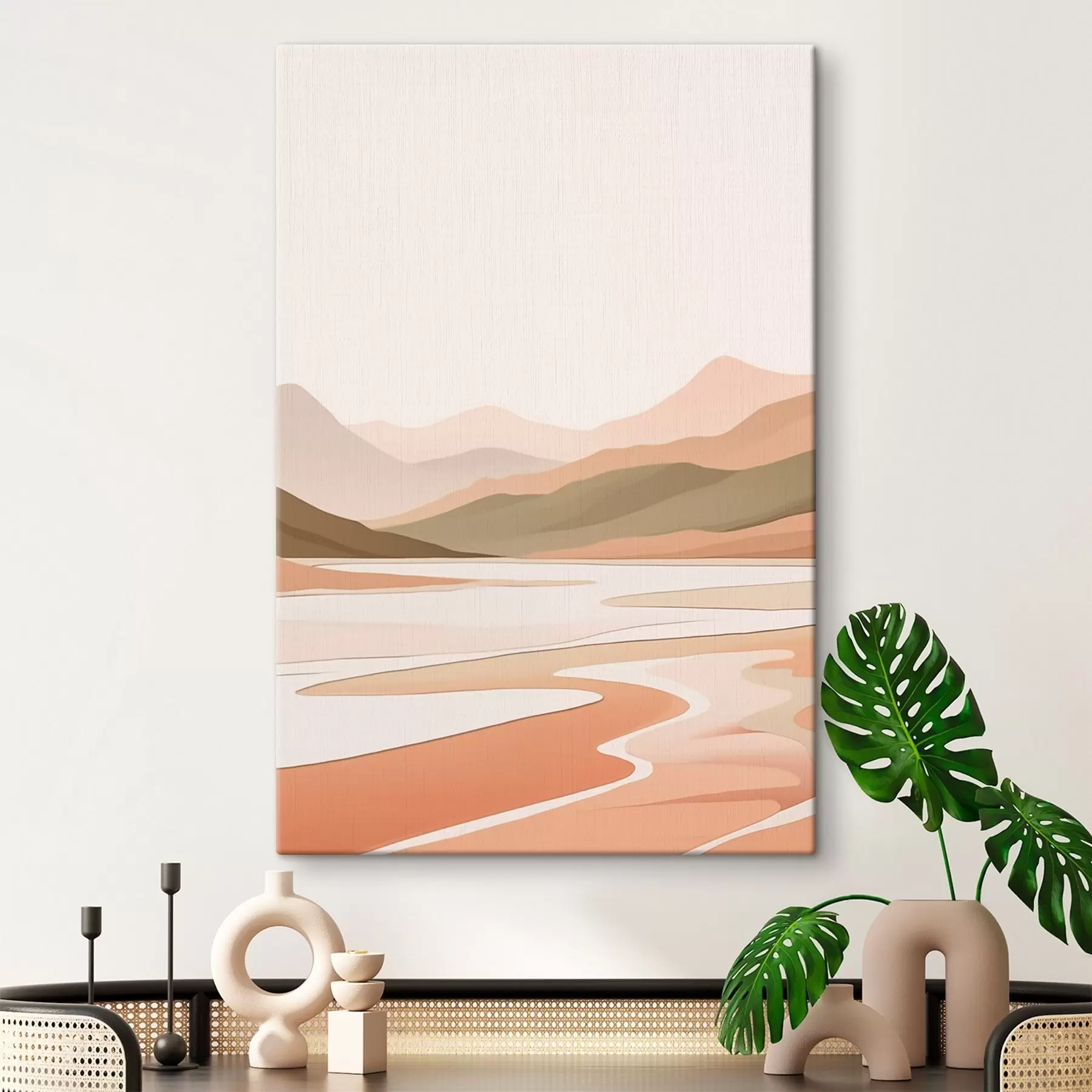 Obraz Abstraktná krajina s horami a riekou s46249