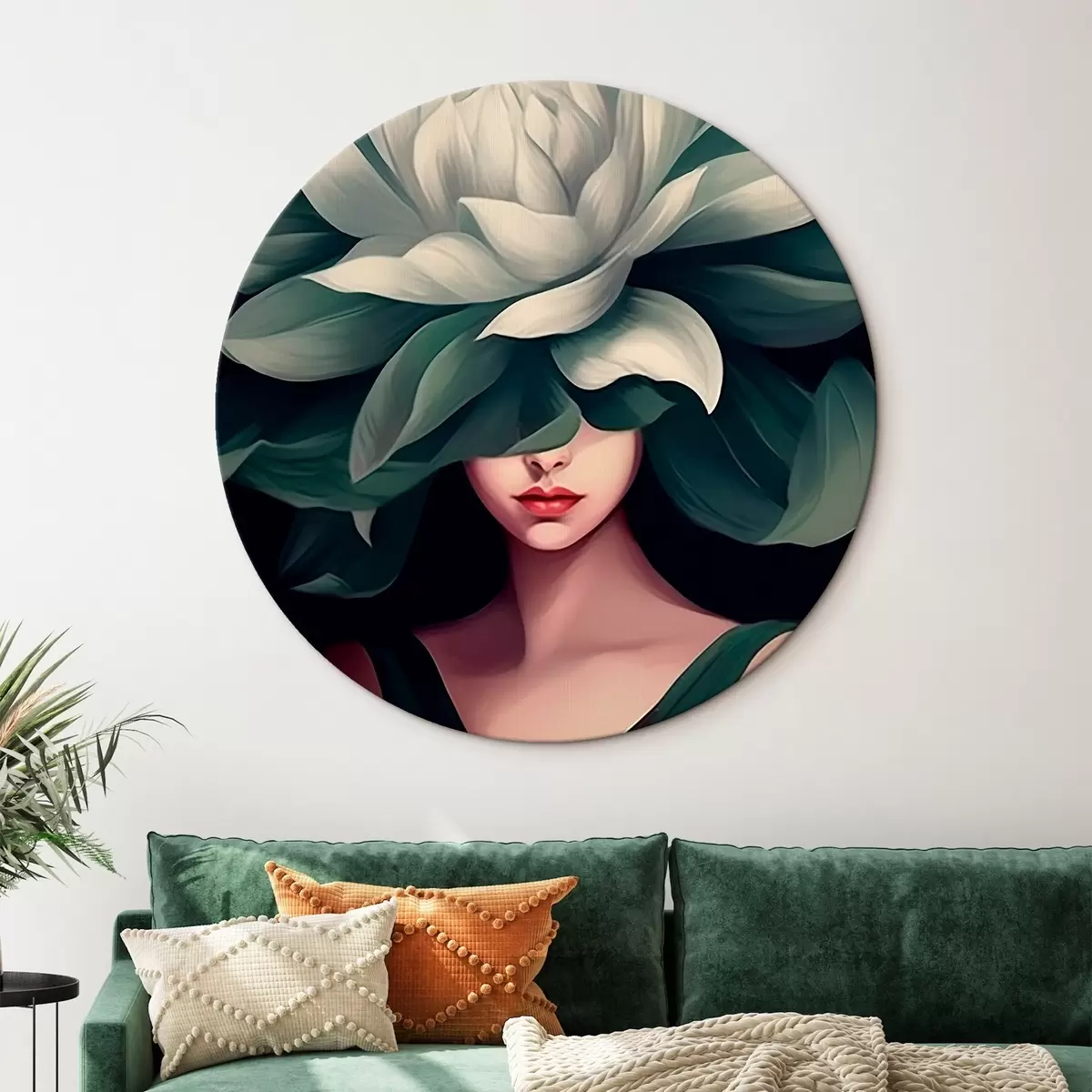 Okrúhle obrazy Dievča s kvetom r46207 Okrúhle obrazy Dievča s kvetom r46207