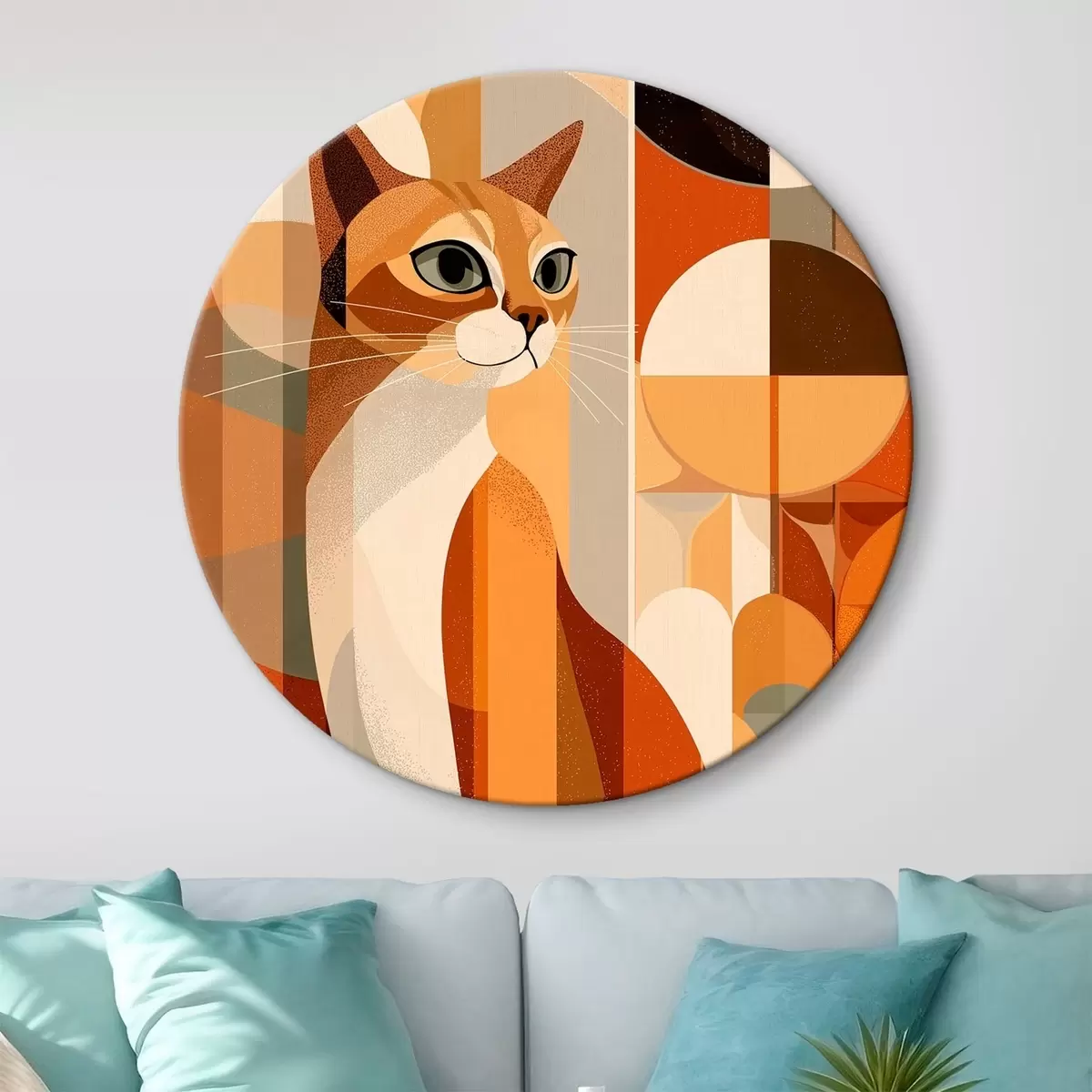 Okrúhle obrazy Geometrická mačka r46208