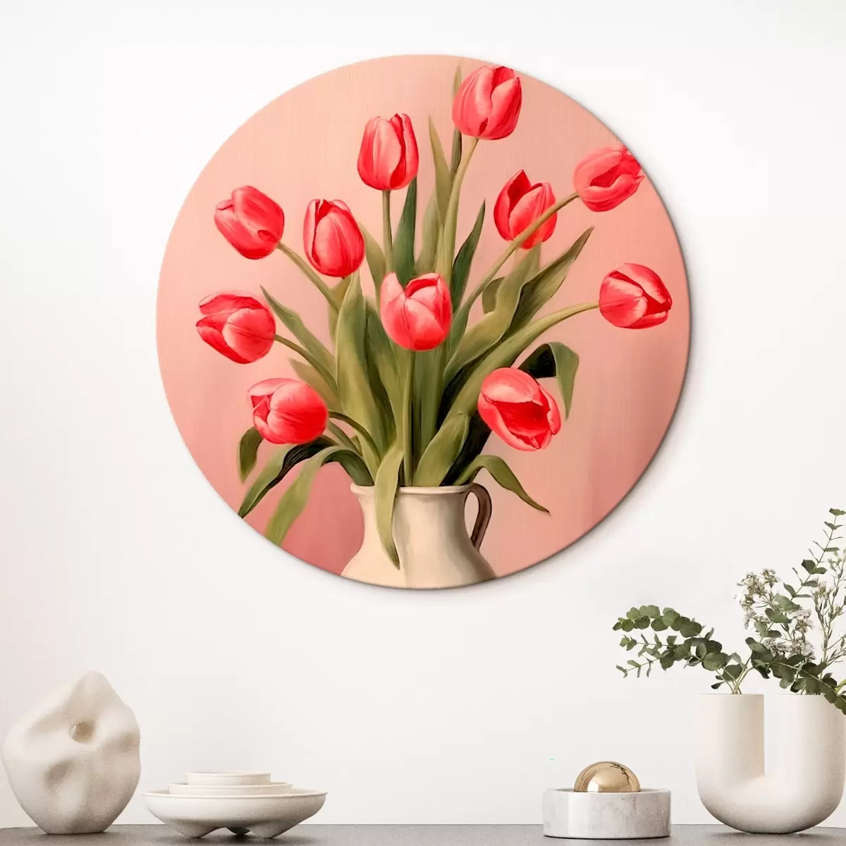 Okrúhle obrazy Tulipány vo váze r46210