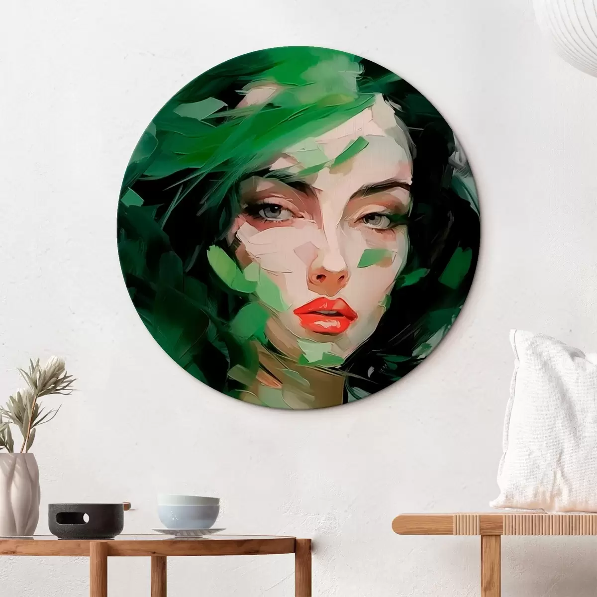 Okrúhle obrazy Abstraktný ženský portrét r46224