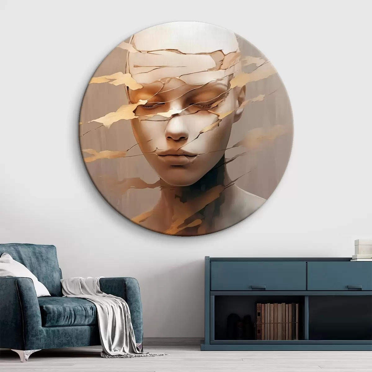 Okrúhle obrazy Zlomená tvár r46225 Okrúhle obrazy Zlomená tvár r46225