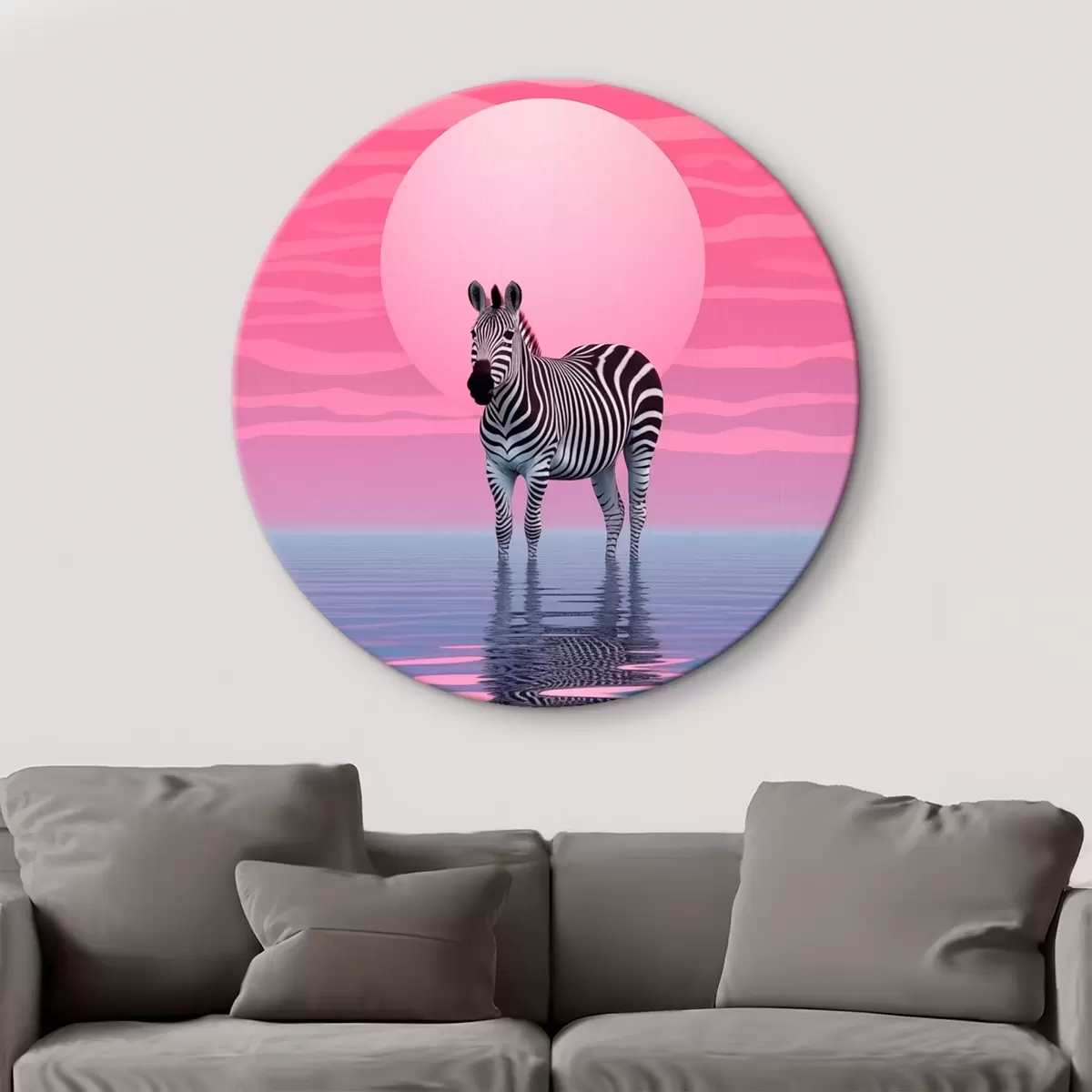 Okrúhle obrazy Zebra pri západe slnka r46230